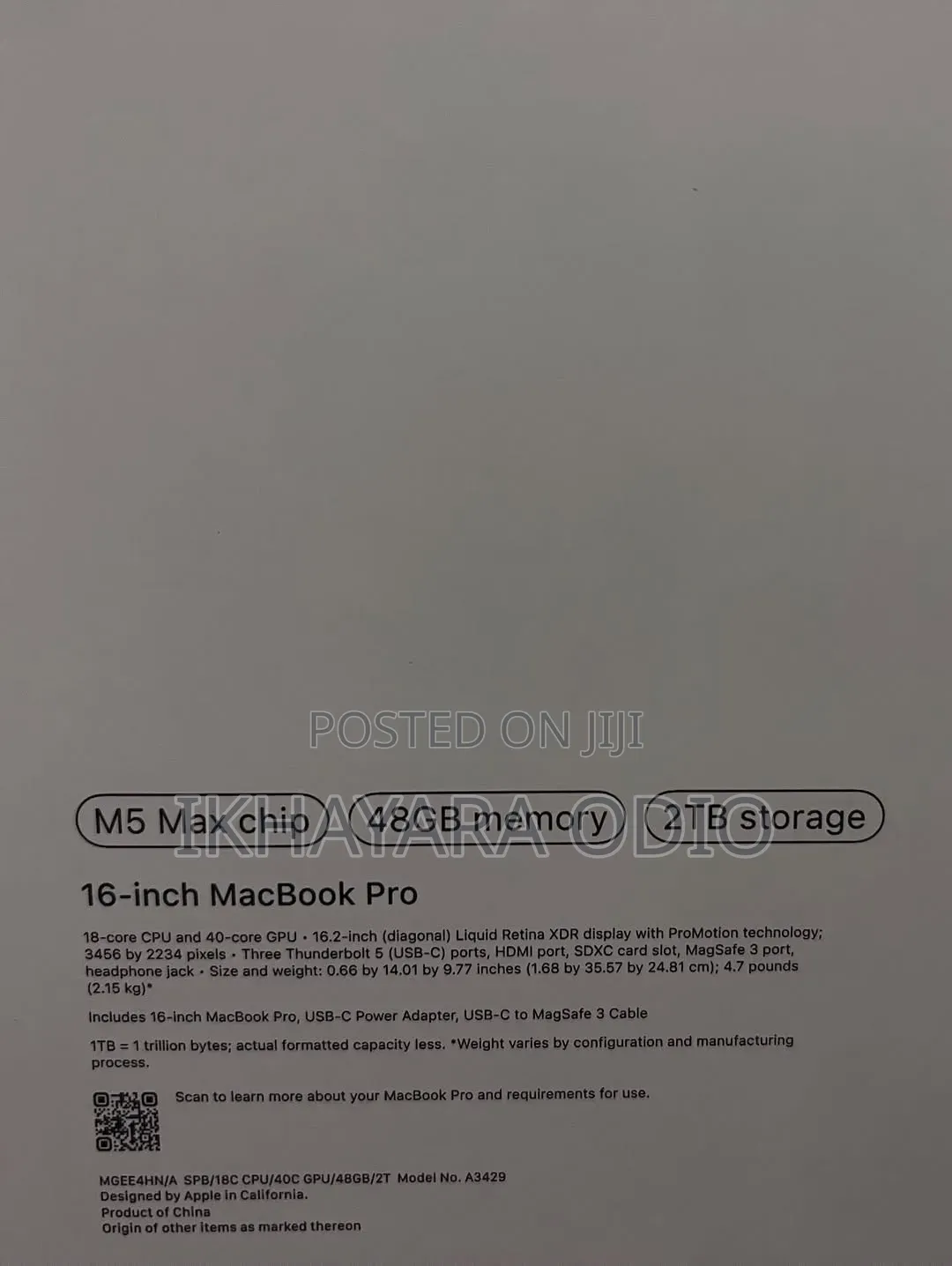 New Apple MacBook Pro 2026 M5 Max 16-inch 48GB Apple M5 Max SSD 2T