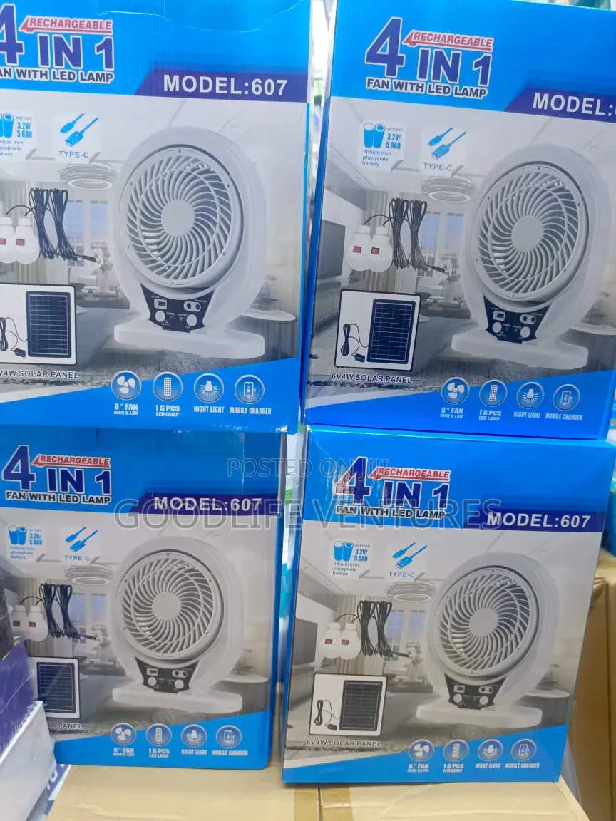 4-in-1 Rechargeable Fan With Led Lamp