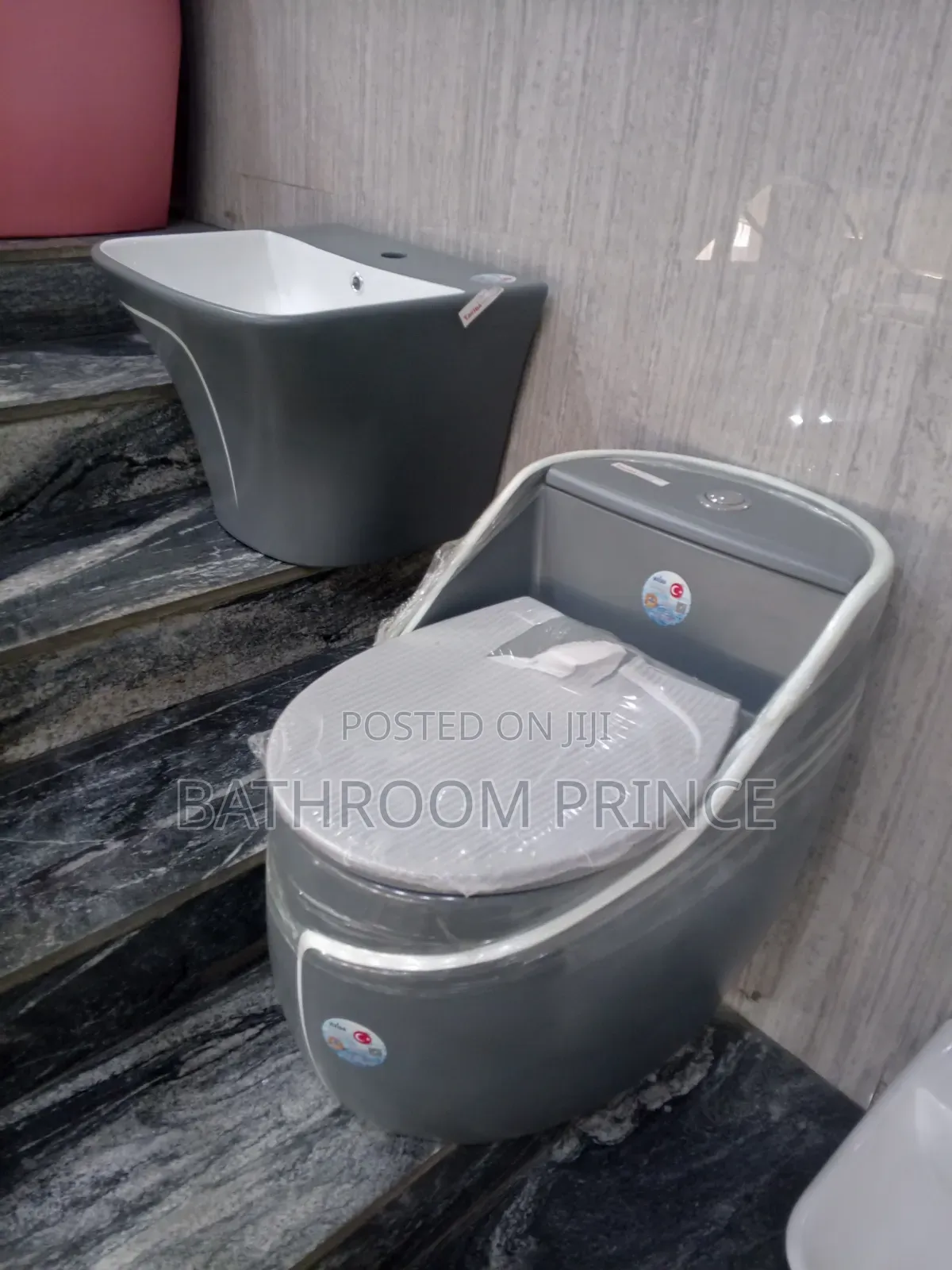 Luxury Grey and Inner Black Surface Water Closet