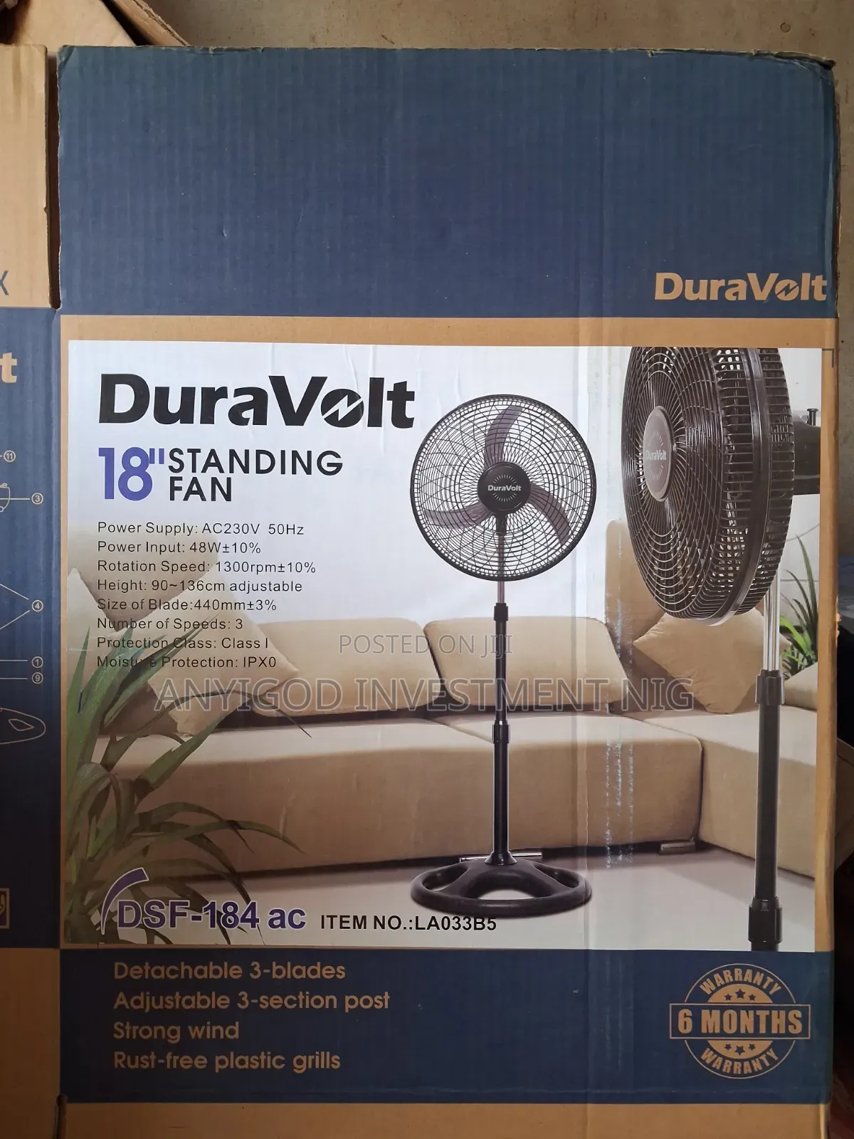 Duravolt 18" Electric Standing Fan