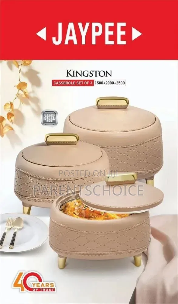 Stainless Steel Jaypee Kingston Casserole 3pc Set, 1500/2000/2500ml