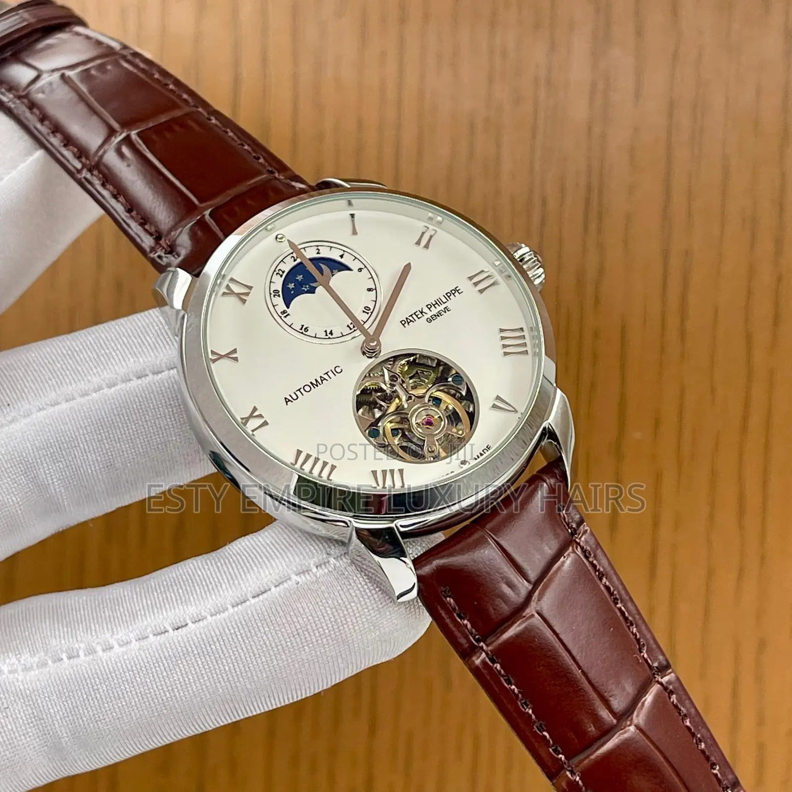 High Quality Luxury Automatic Patek Philippe Leather Wristwatch