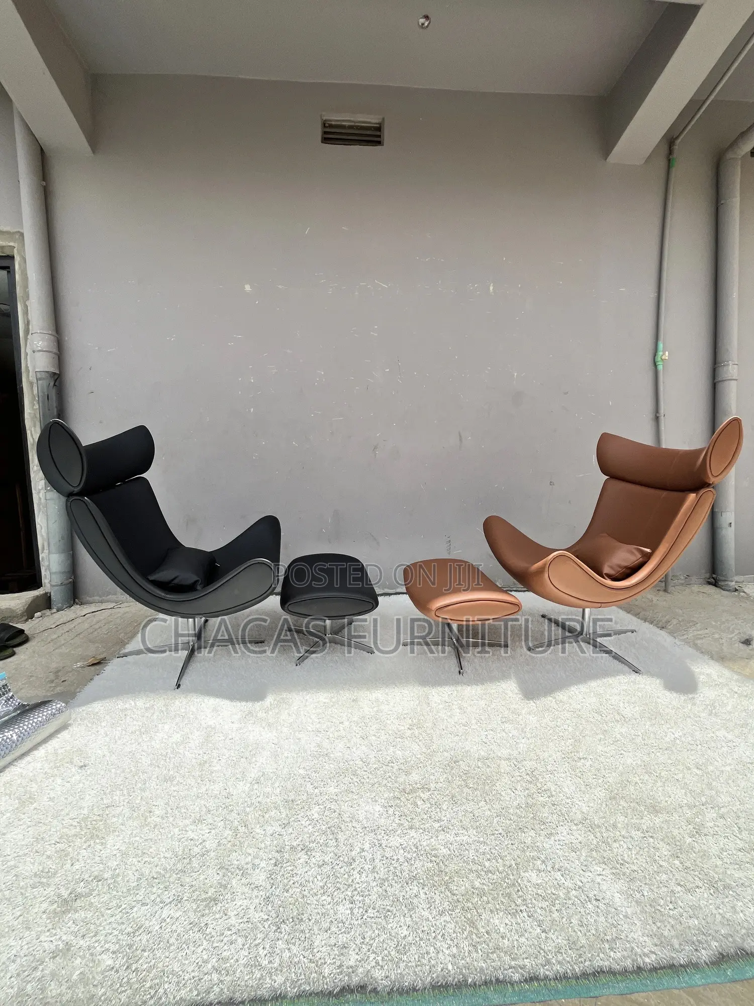 Luxury Wingback Executive Lounge Chair Ottoman Set - Swivel Base