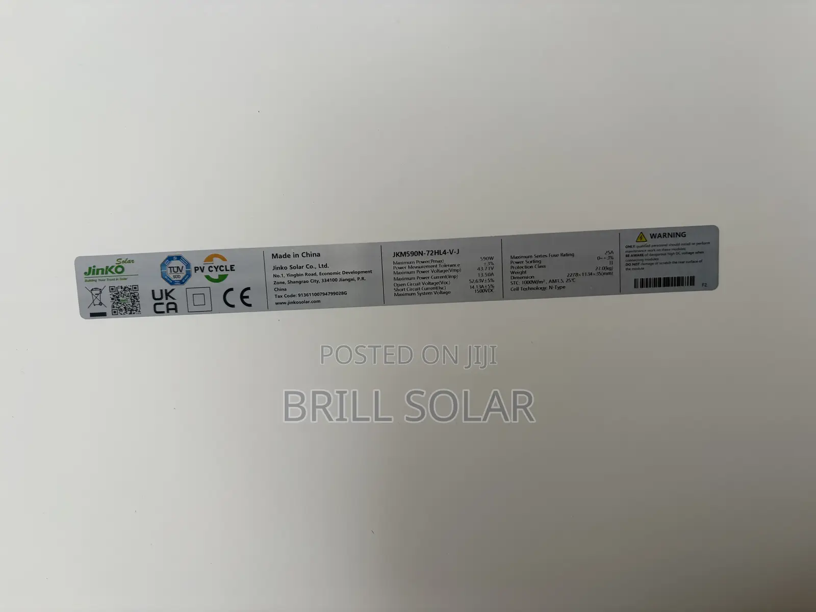 590w Jinko Solar Panel
