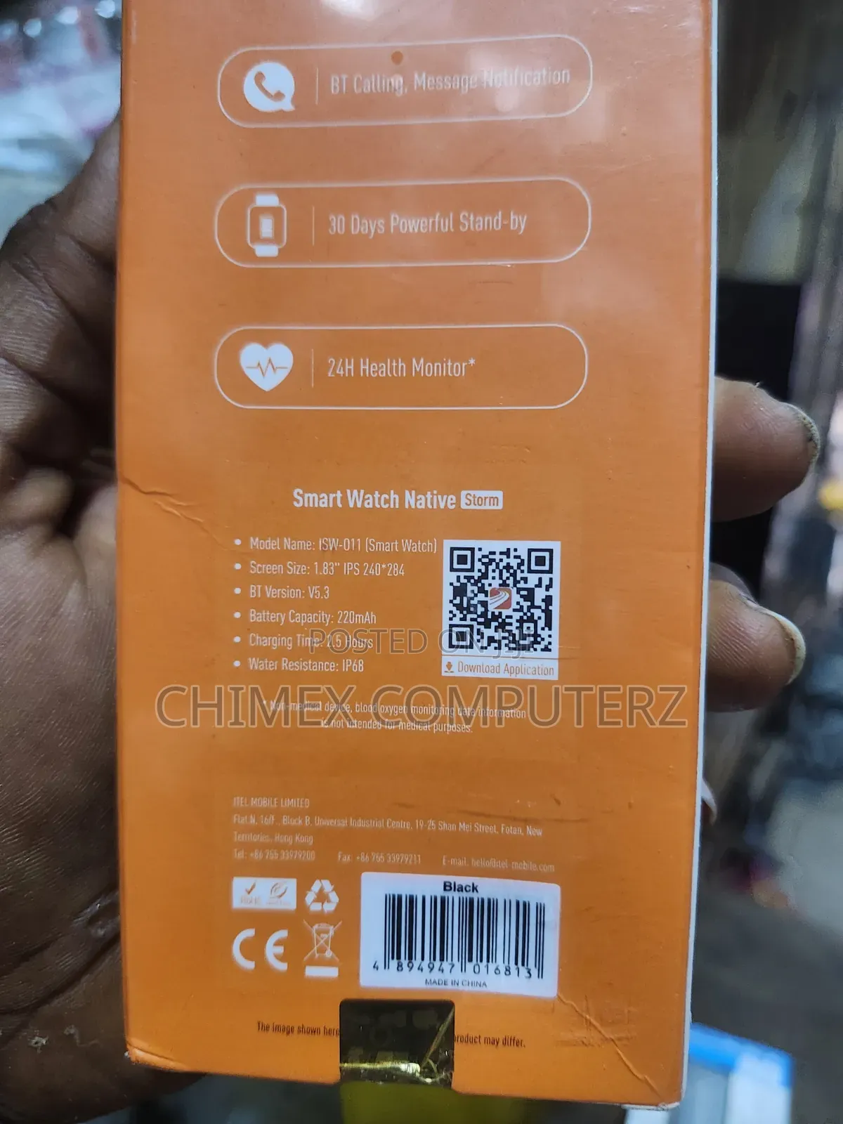 Itel Water Proof Isw-011 Native Storm Smart Watch - Black