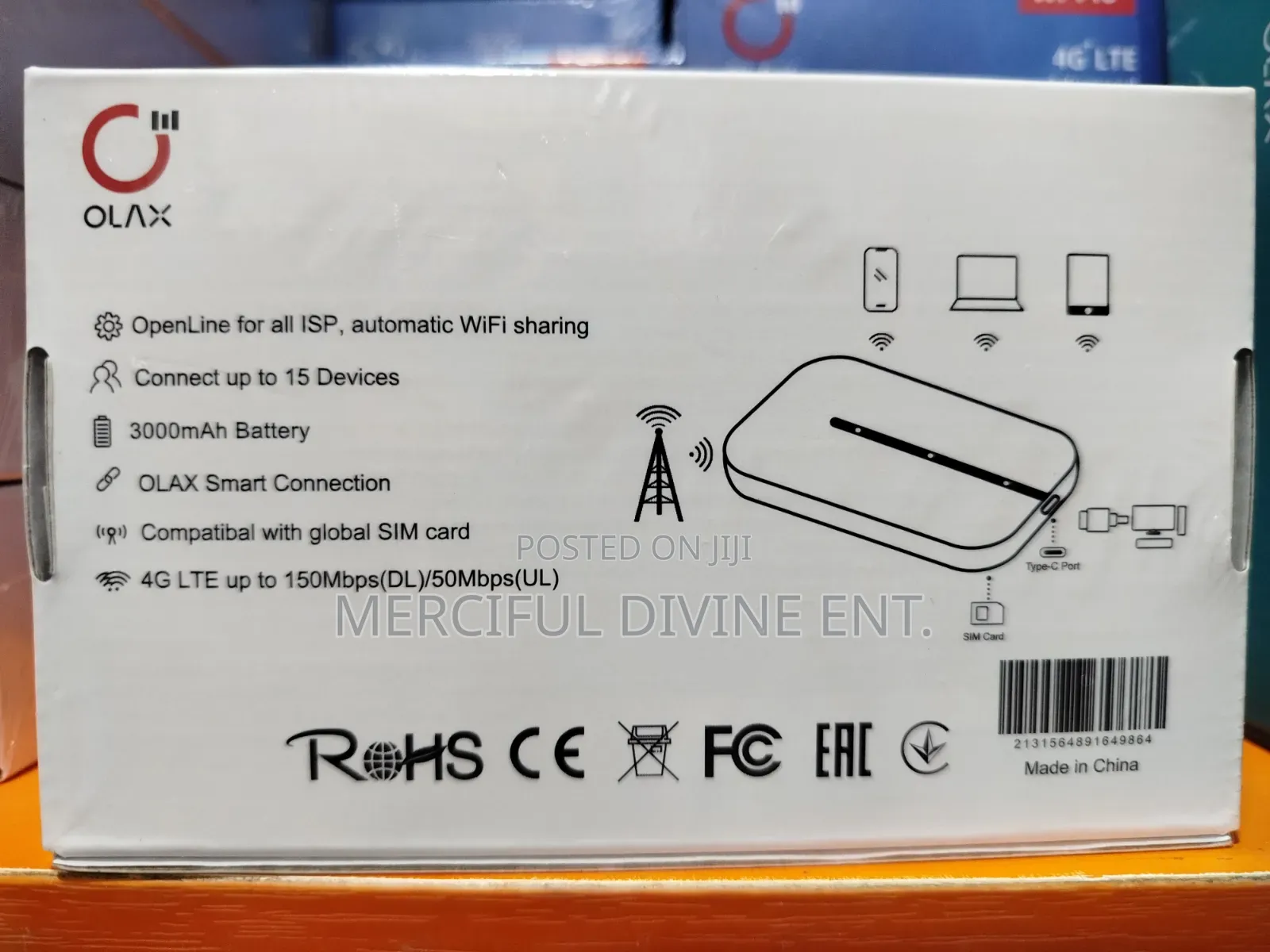 Olax Mt10 Lte 4g Mobile Wifi. 150mbps 3000mah Battery