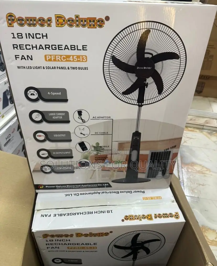 18inches Power Deluxe Solar Rechargeable Fan High Quality
