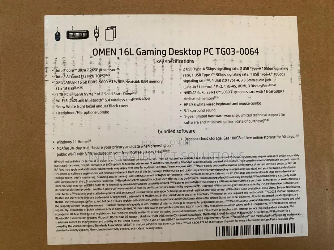 New Desktop Computer HP 16GB Intel Core Ultra 7 SSD 1T