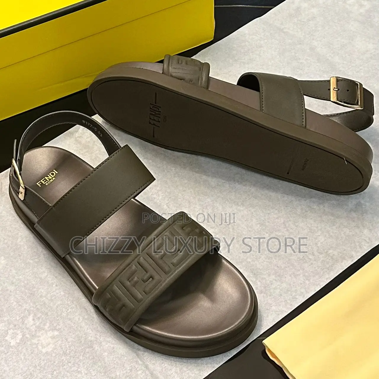 Fendi Quality Luxury Men Genuine Leather Sandals