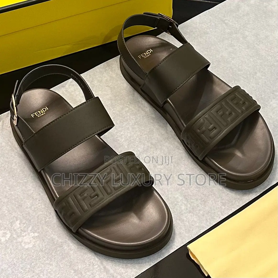 Fendi Quality Luxury Men Genuine Leather Sandals