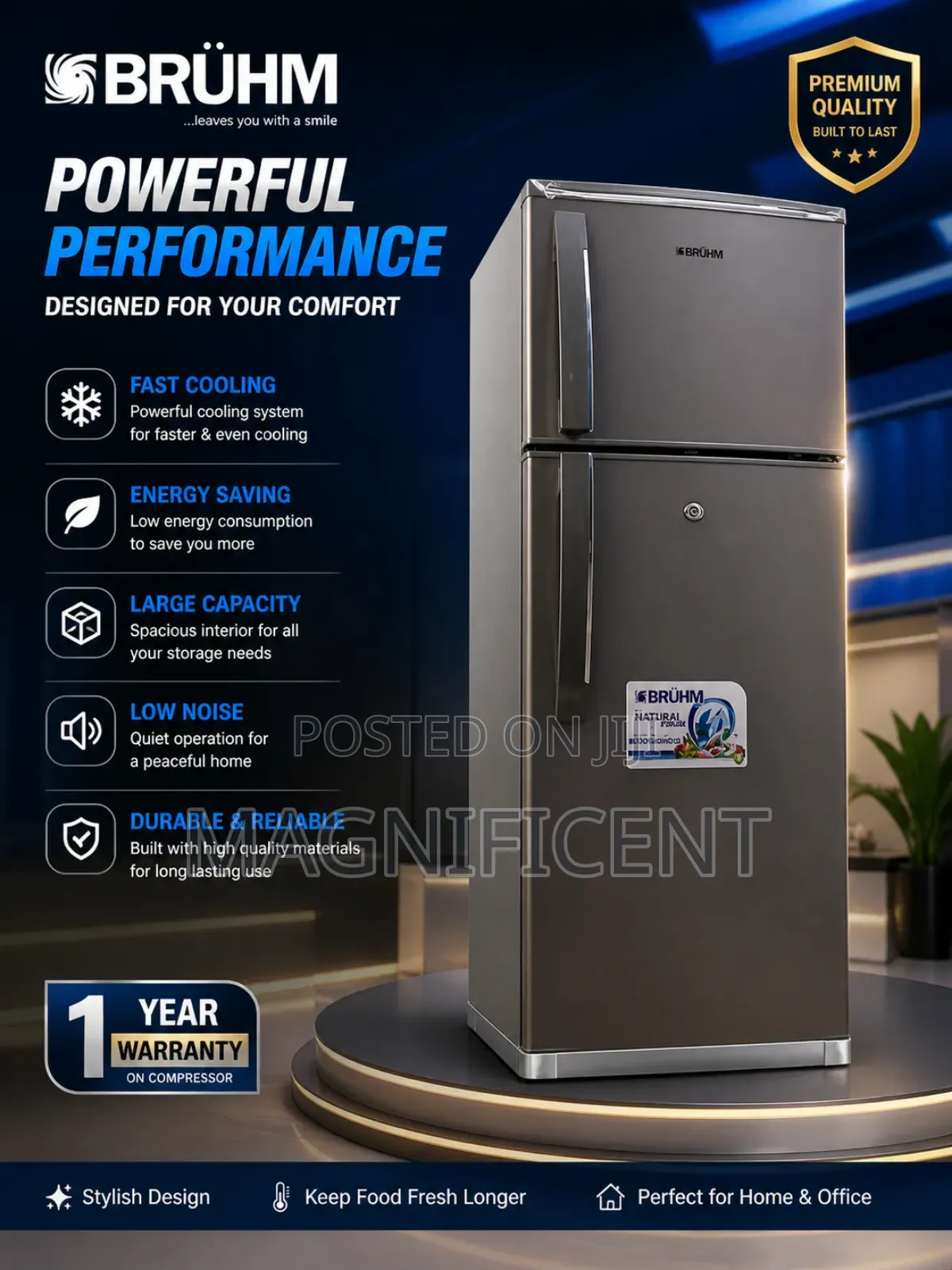 418l Bruhm Double Door Refrigerator – Powerful Cooling Energy Saving