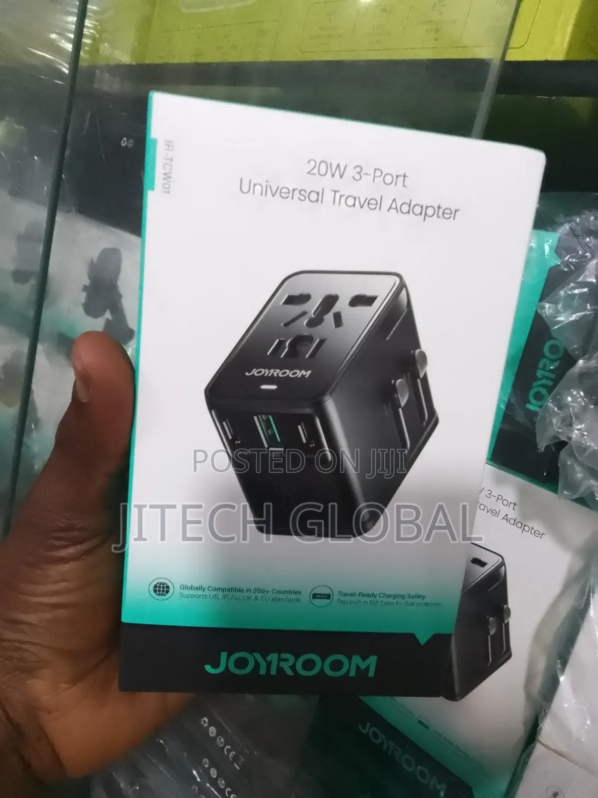 Joyroom 20w Universal Travel Adapter 2 Usb-C + Ubs-a Gan Charger -