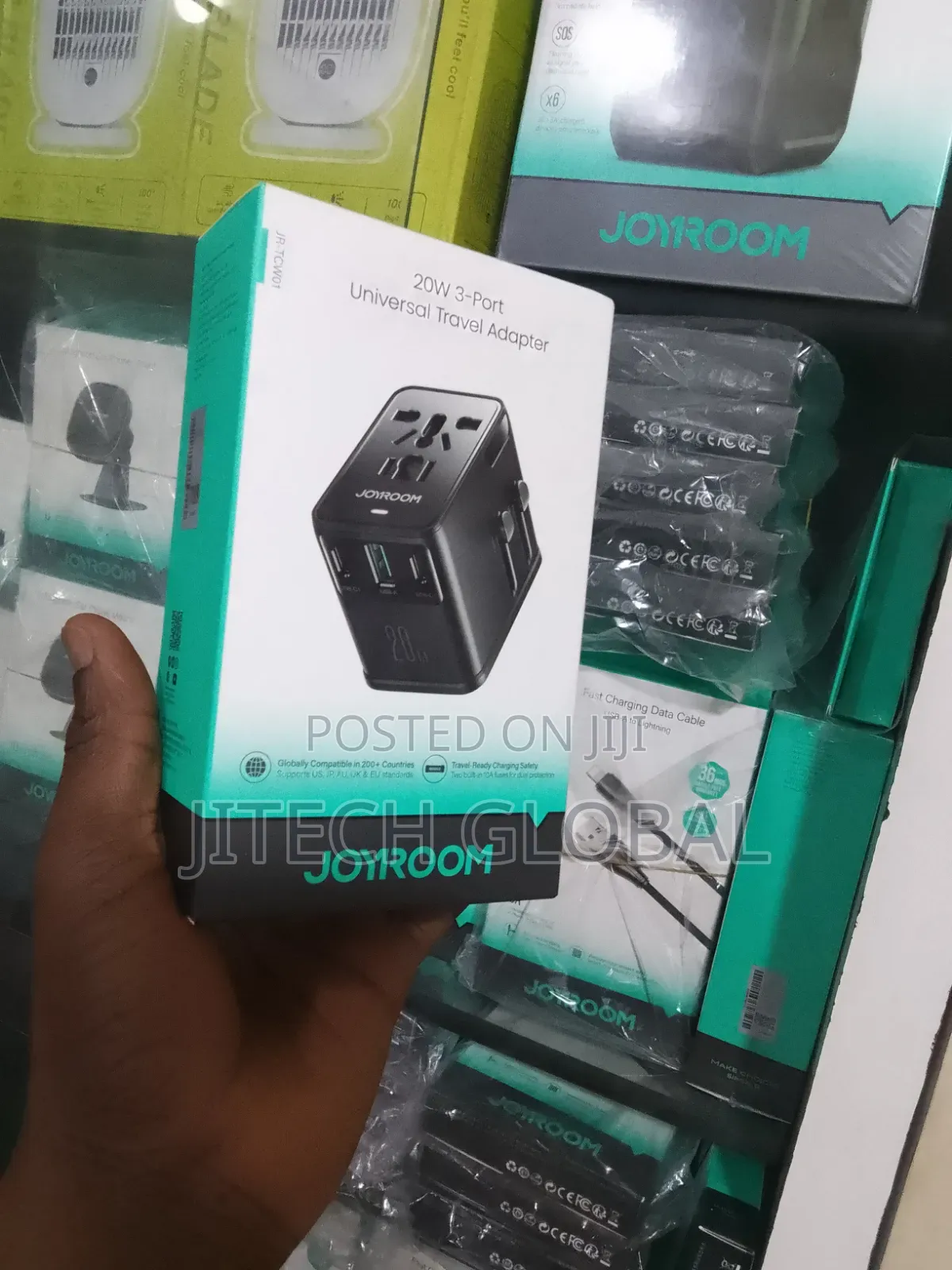 Joyroom 20w Universal Travel Adapter 2 Usb-C + Ubs-a Gan Charger -