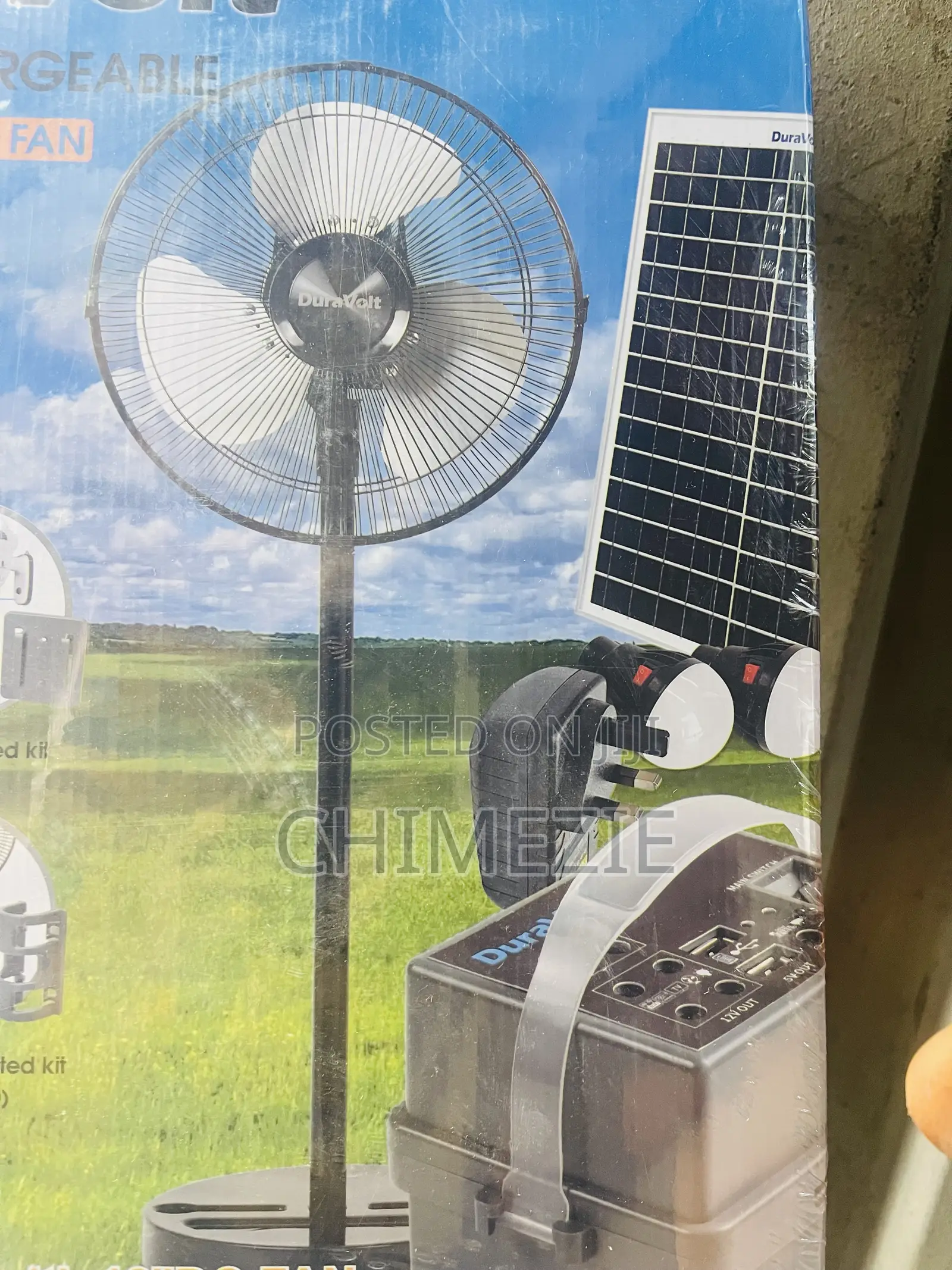 Duravolt Solar Rechargeable Pack With 12”Dc Standing Fan