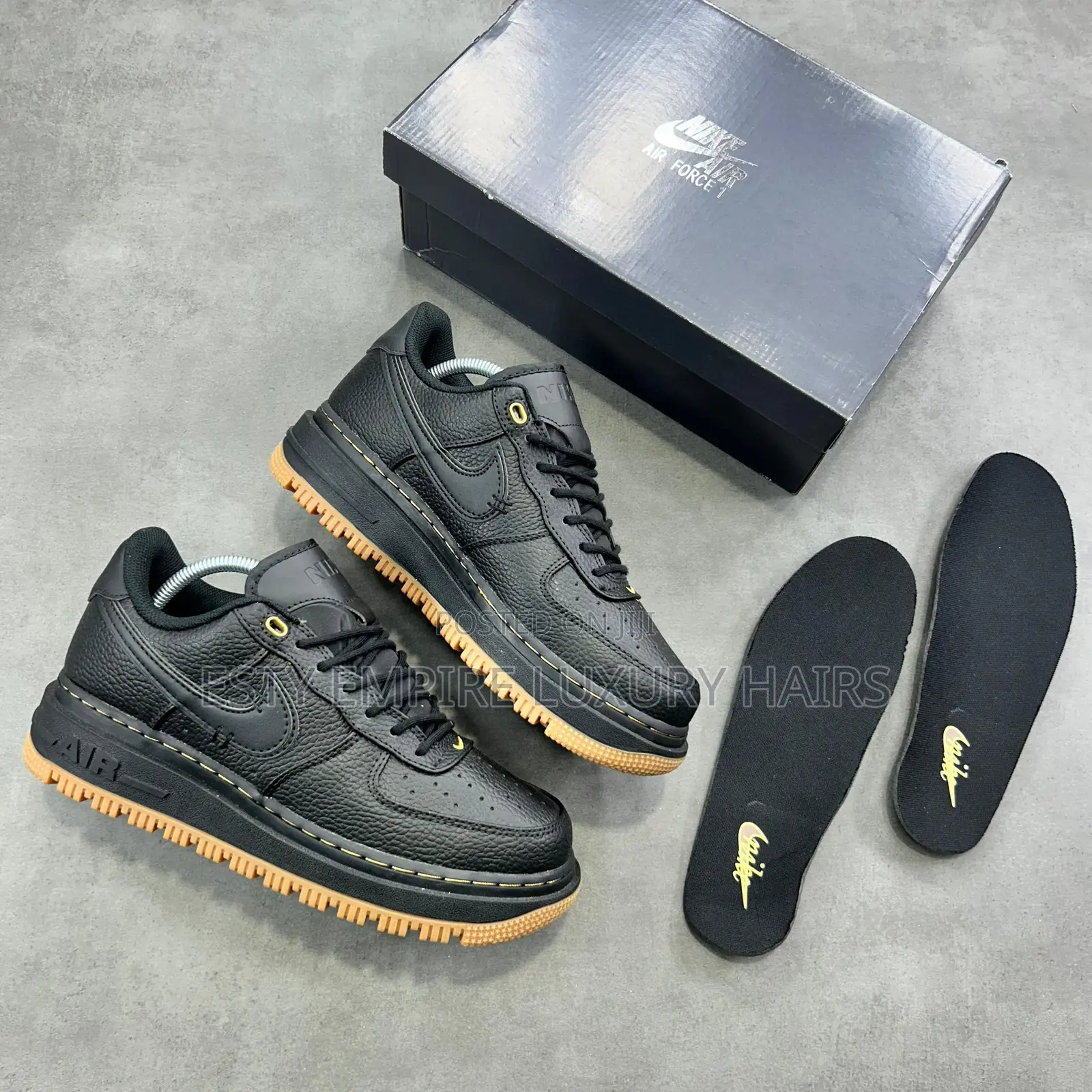 New Nike Air Force 1 Luxe ‘Black - Gum Sole’ ” Snks”