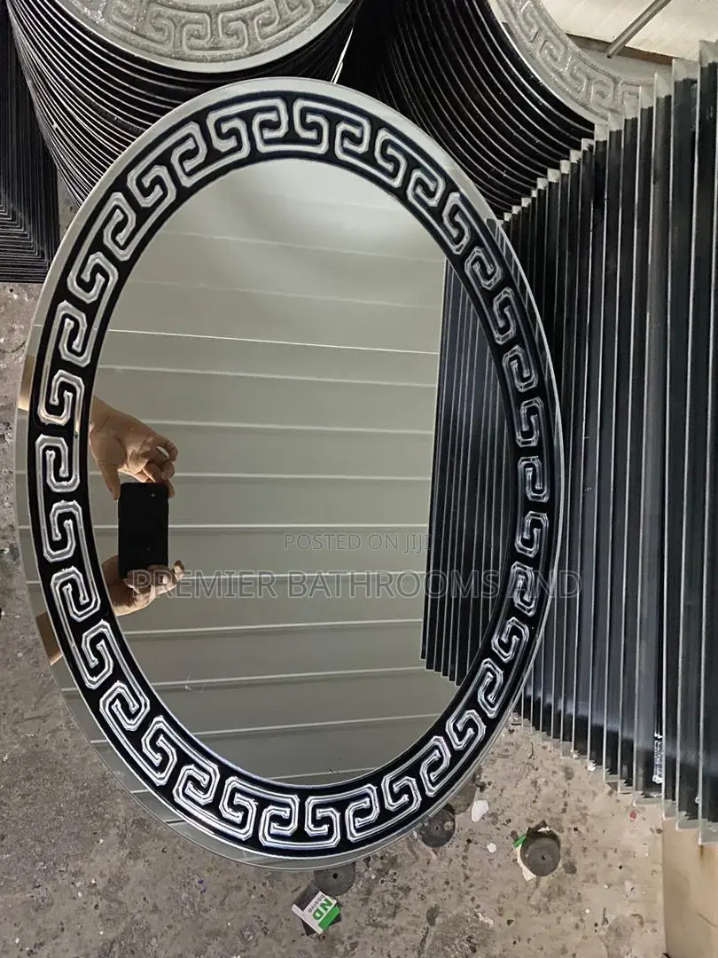 Black Versace Oval Plain Mirror
