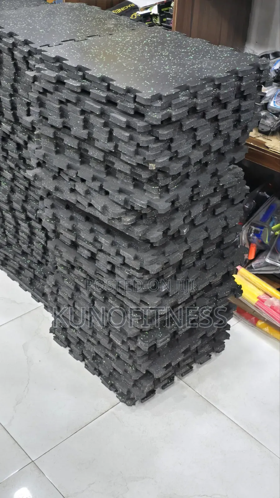 Rubber Gym Floor Mat 20mm Heavy Duty Interlocking – 4pcs