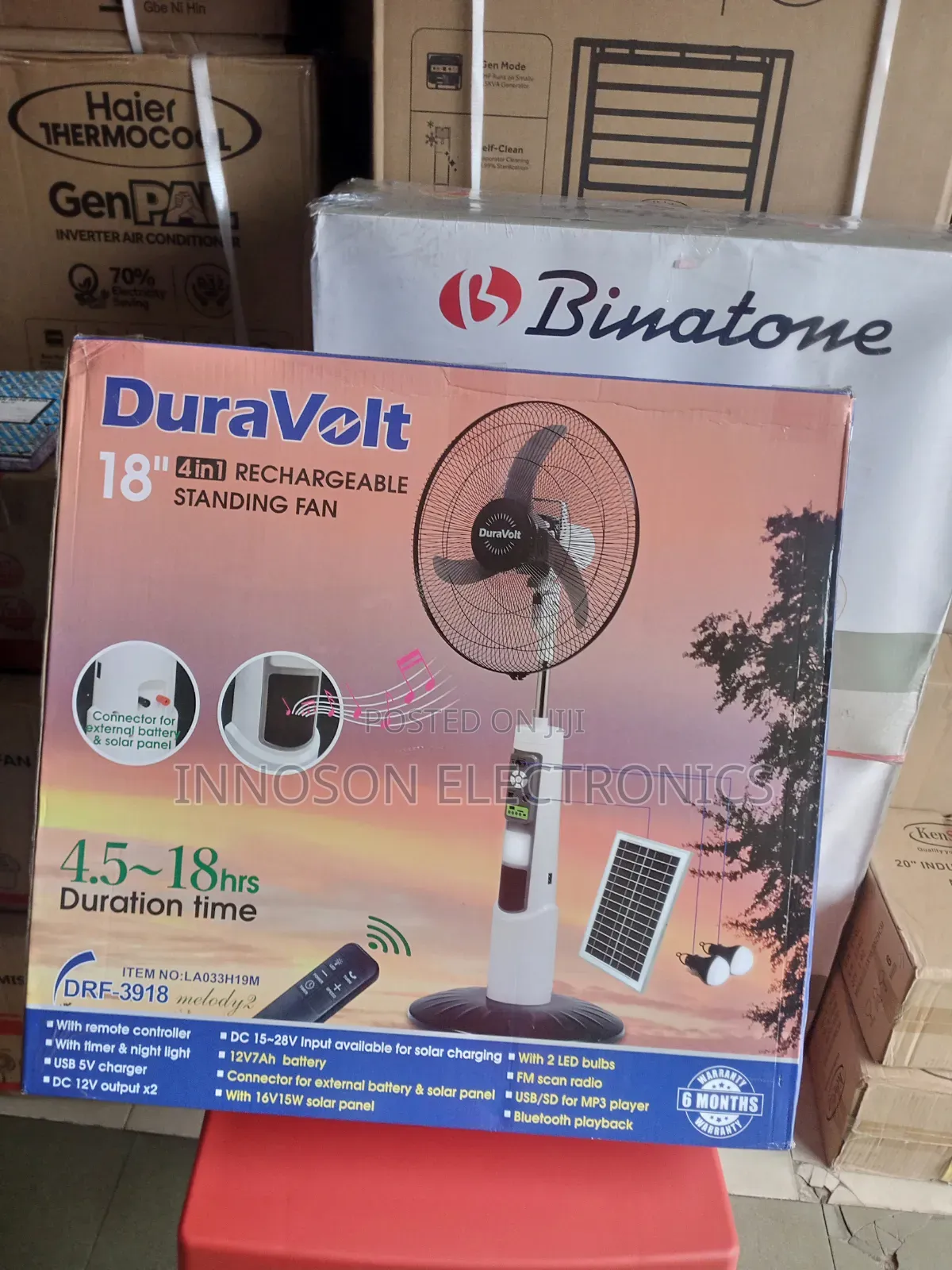 18 Dura Volt Rechargeable Fan With Solar