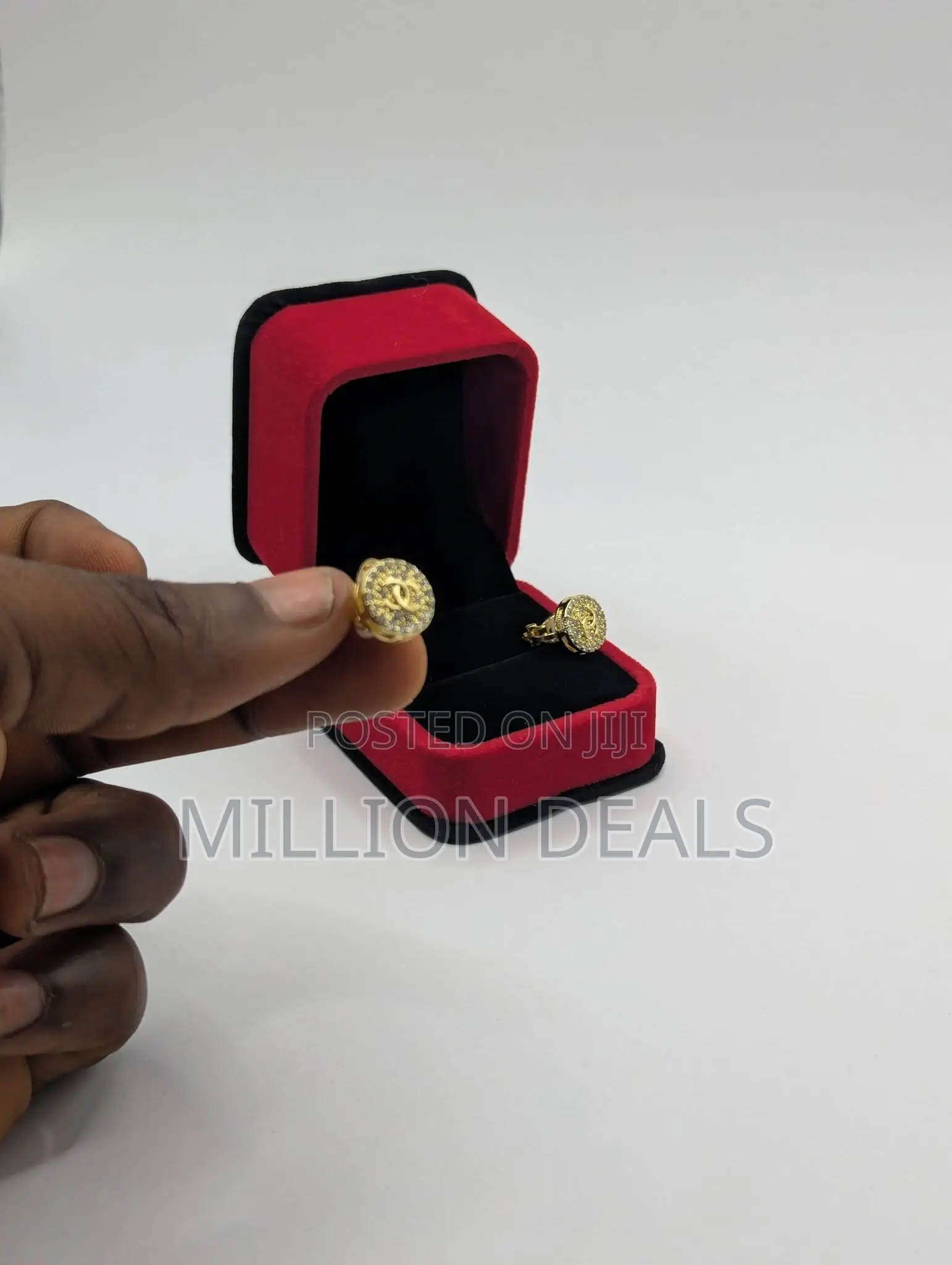 Iced Chanel Magnetic Men's Earrings Gold