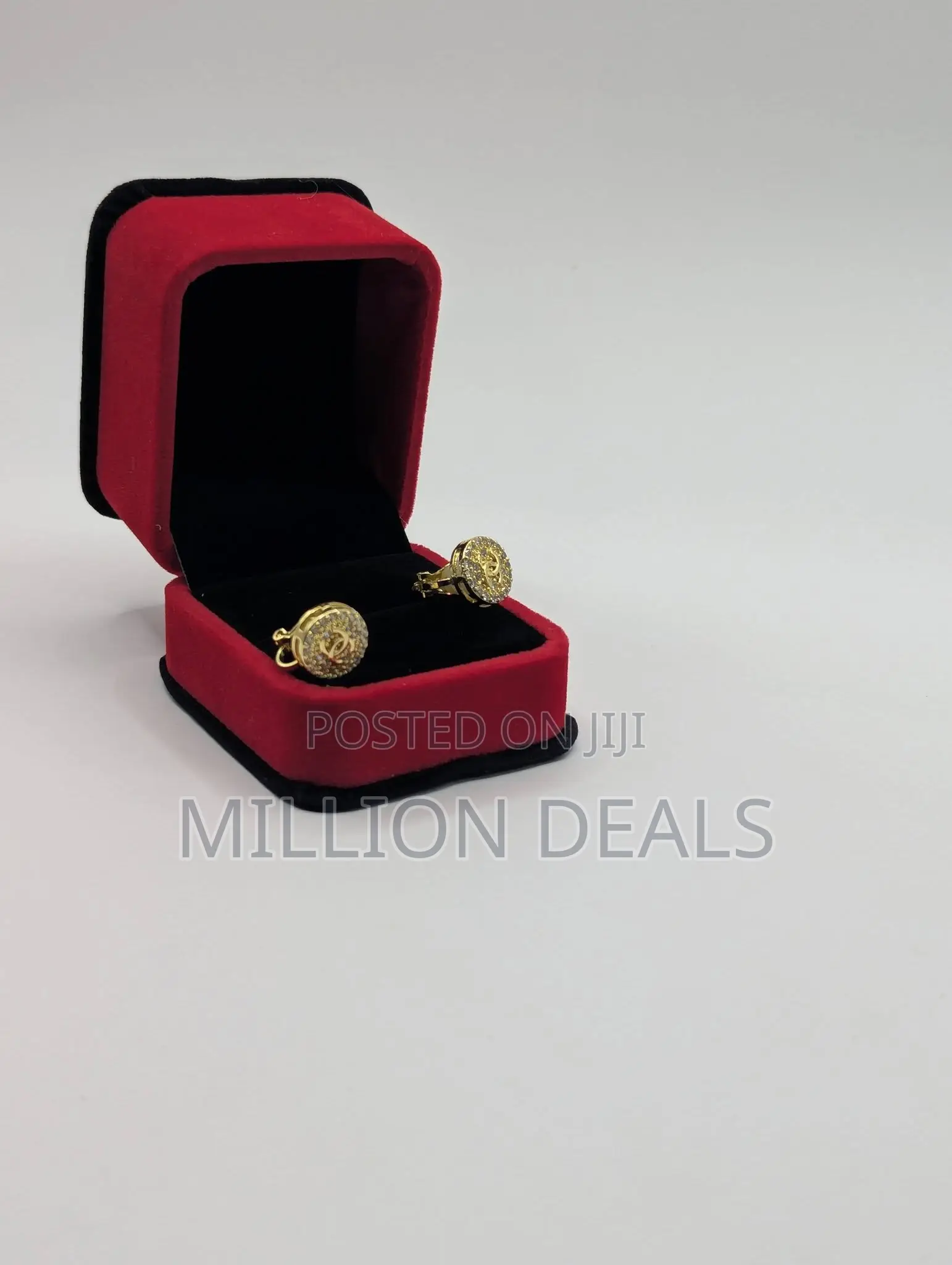 Iced Chanel Magnetic Men's Earrings Gold
