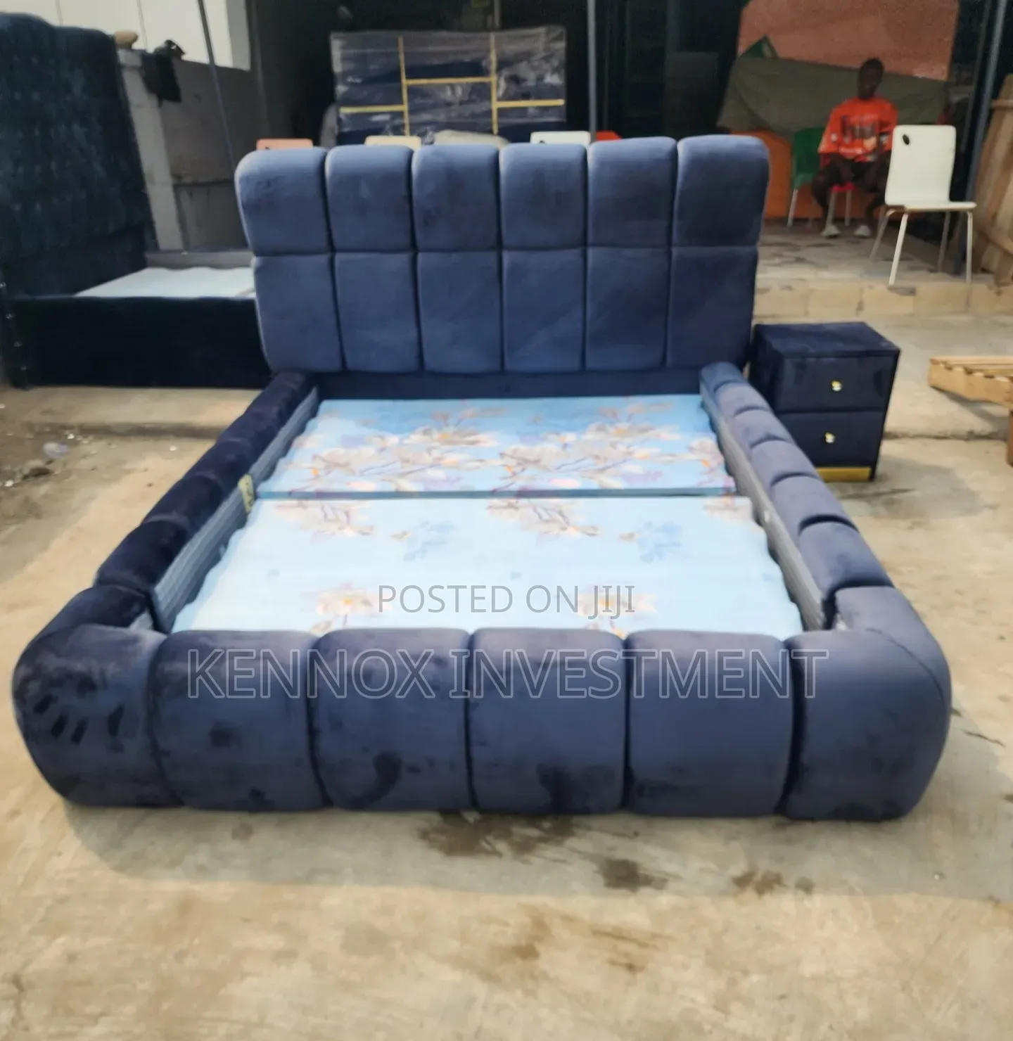 6 X 6 Grey Quality Bedframe With 1 Bedside Drawer