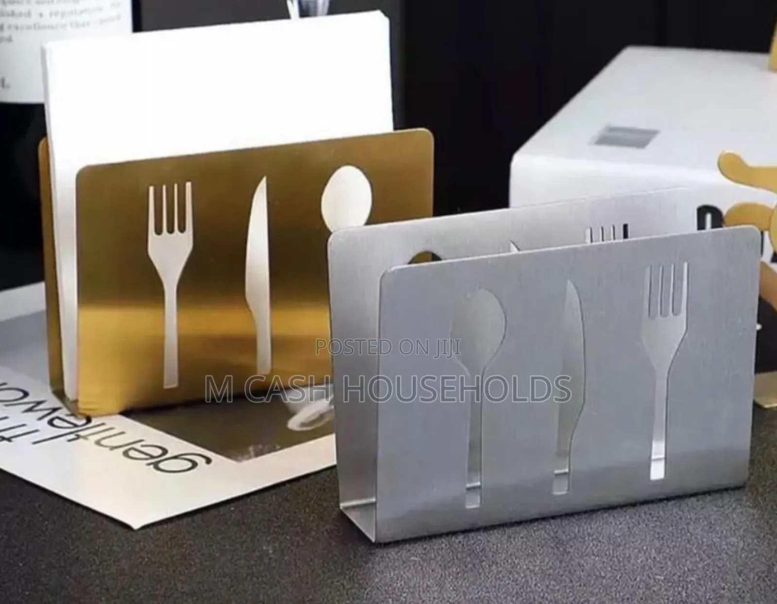 Silver -Coloured, Stainless Steel Napkin Holder