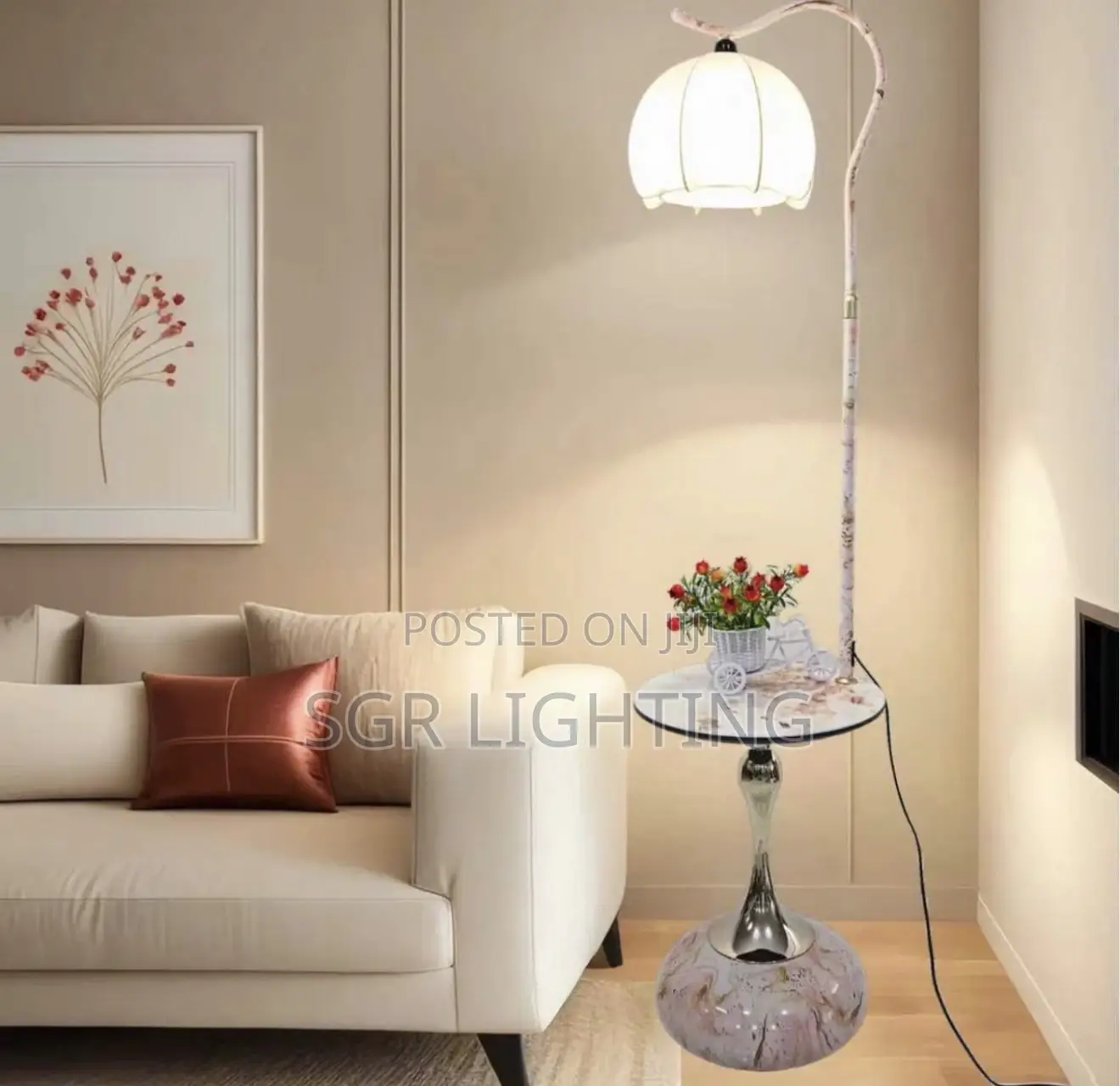 Living Room Sofa Side Cabinet Simple Italian Marble Lamp