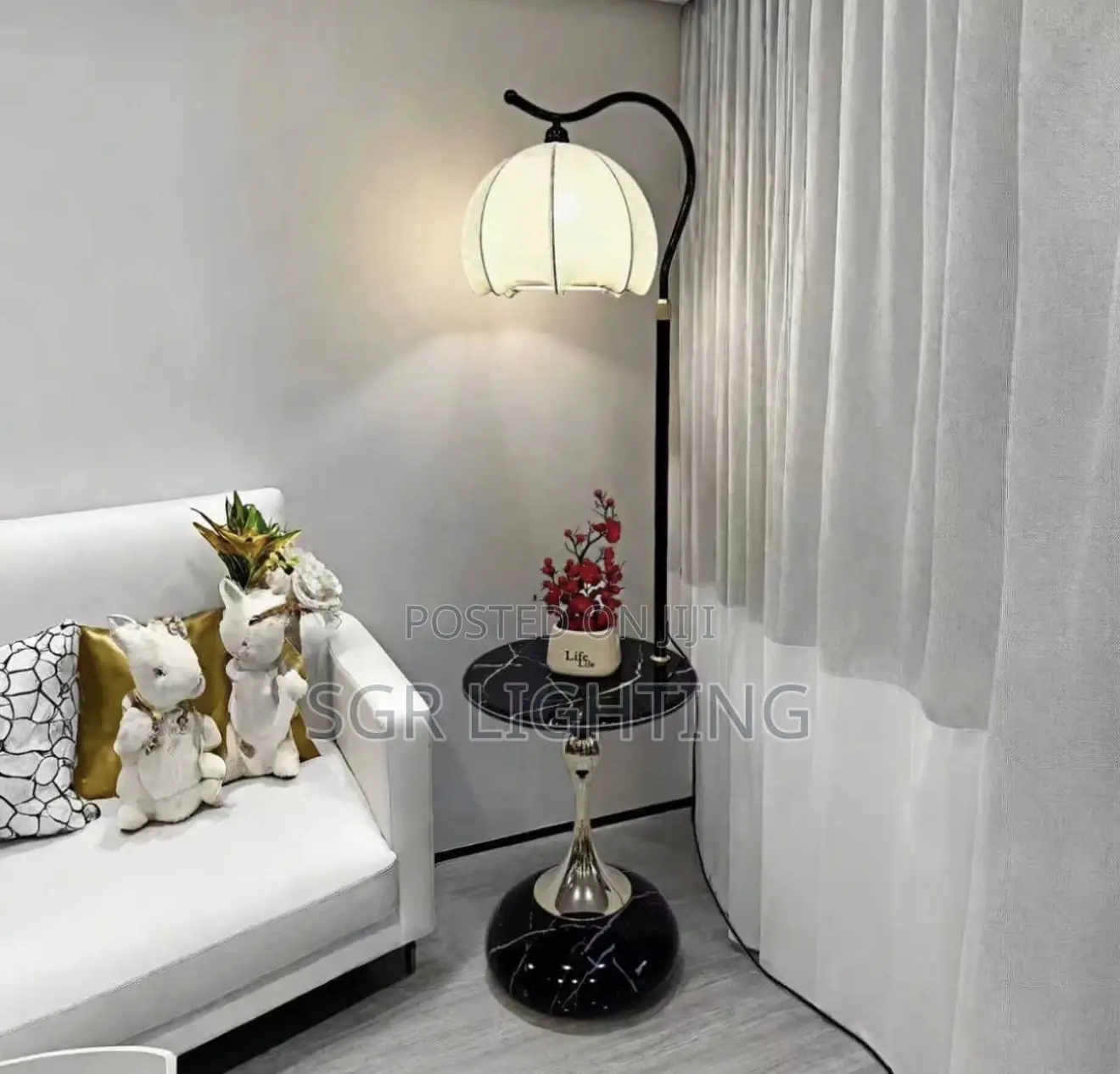 Living Room Sofa Side Cabinet Simple Italian Marble Lamp