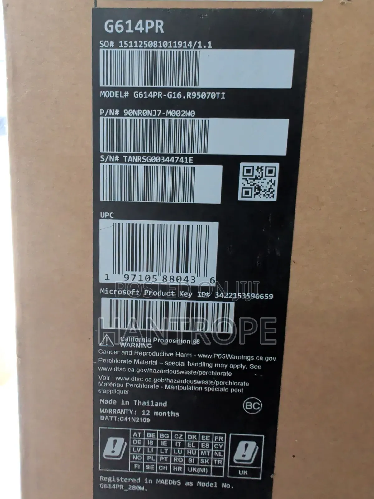 New Laptop Asus ROG Strix G16 G614 16GB AMD Ryzen 9 SSD 1T
