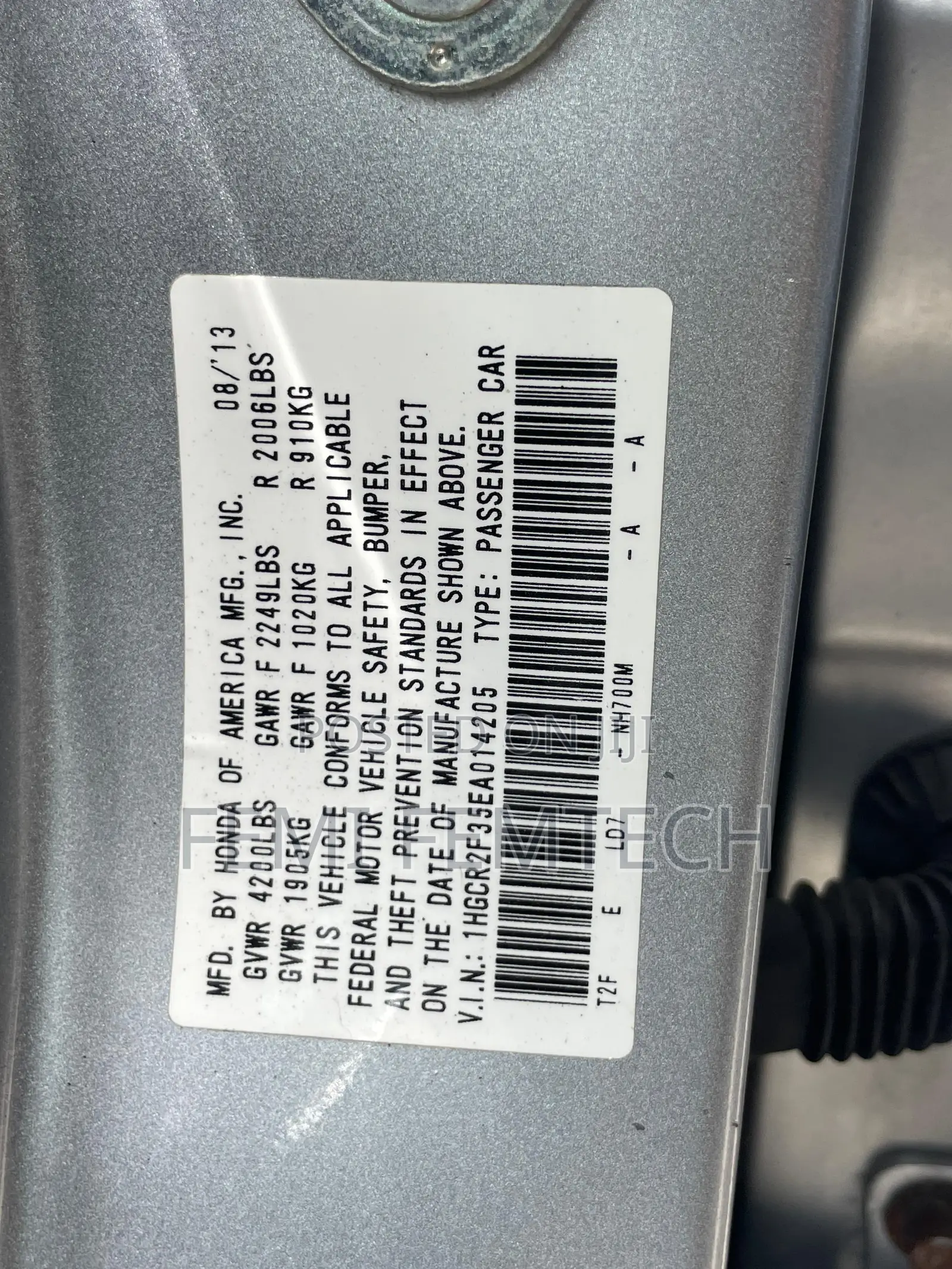 Honda Accord EX 4dr Sedan (2.4L 4cyl 6M) 2014 Silver