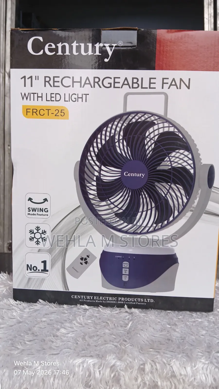 The Century 11 Inches 3 in 1 Emergency Rechargeable Fan With Led Light