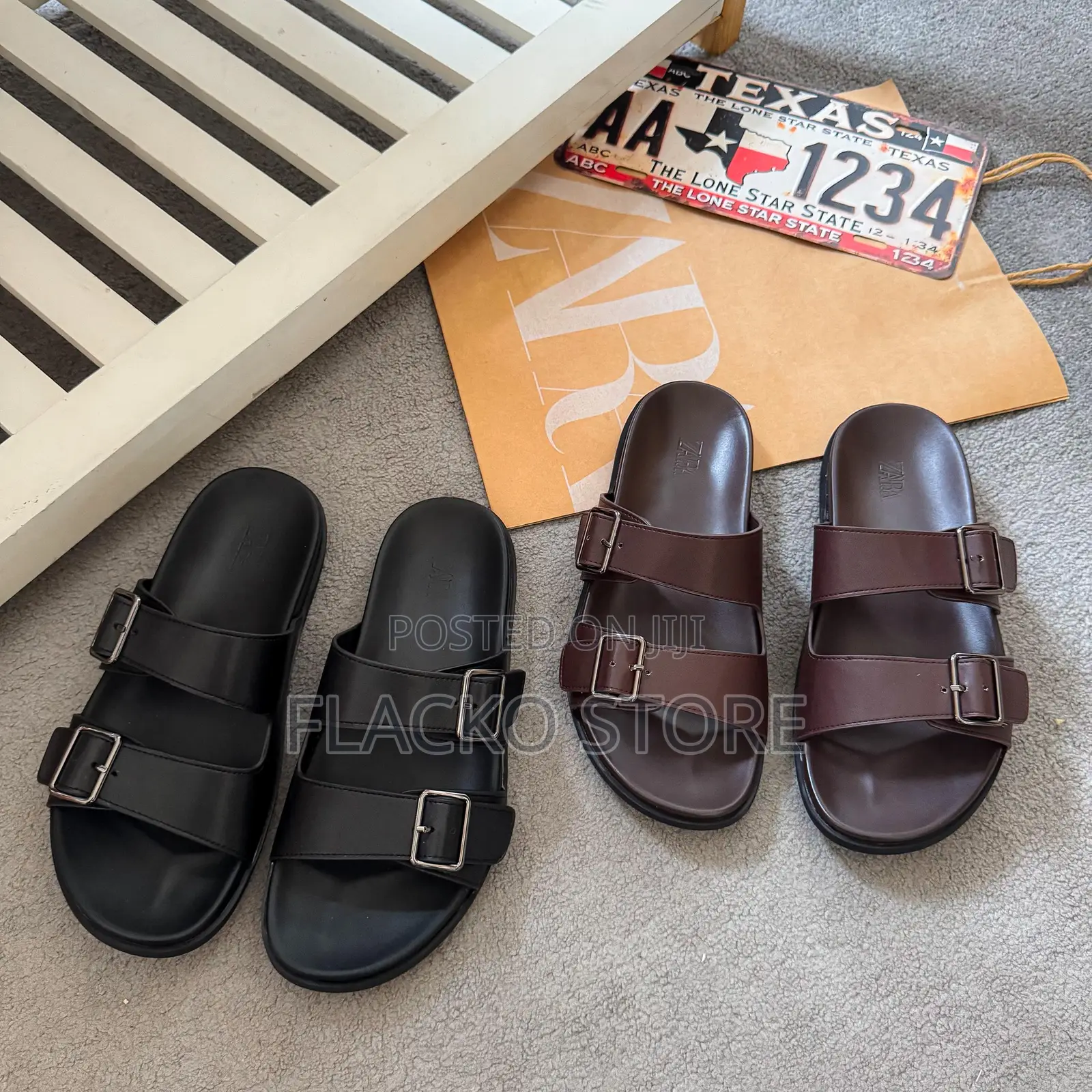 Original Zara Leather Buckle Slips