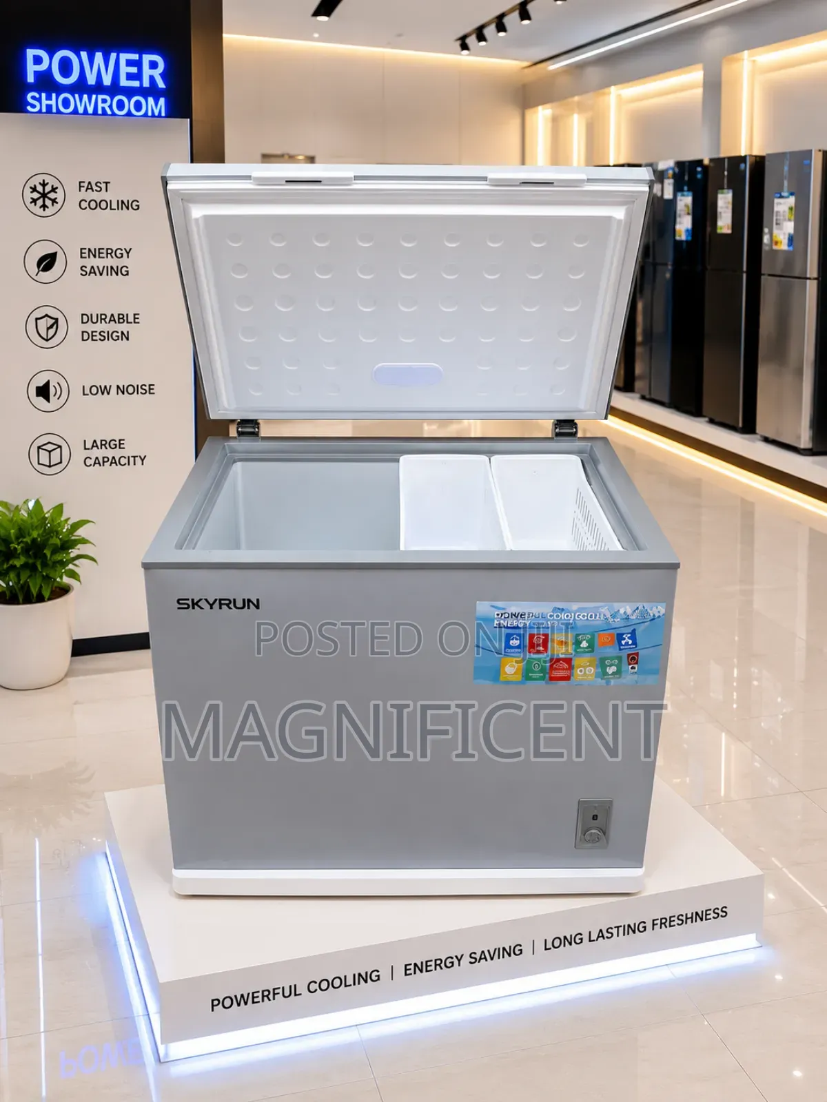 Skyrun 250 Litres Chest Freezer – Energy Saving Fast Cooling Deep F