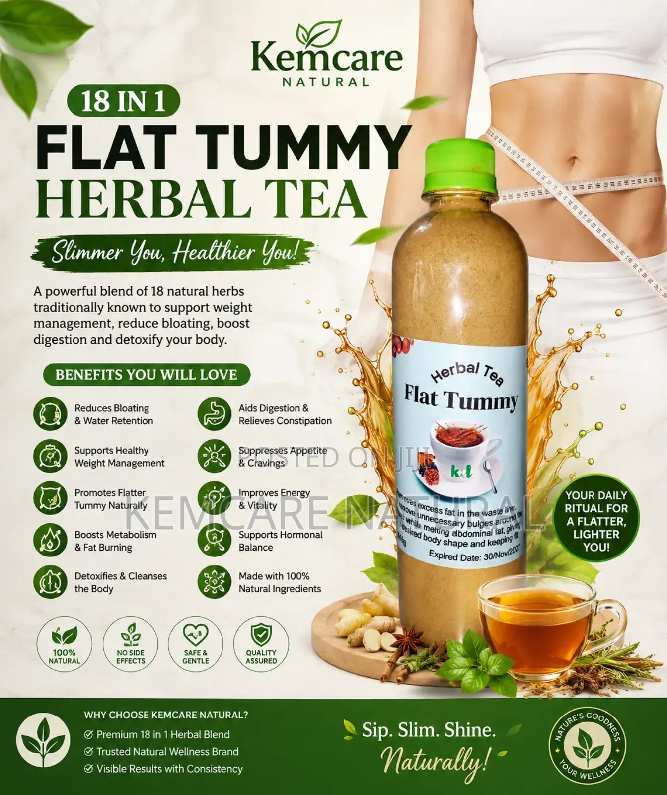 18-in-1 Flat Tummy Herbal Tea Slimmer Body Guide