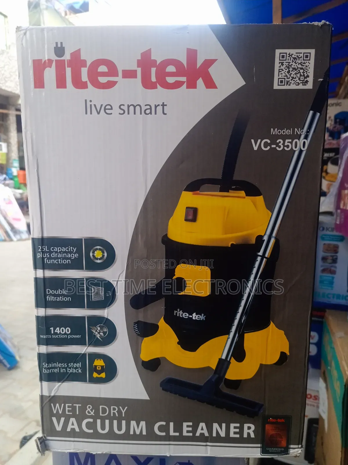 Rite-Tek 25l Wet Dry Electrical Vacuum Cleaner