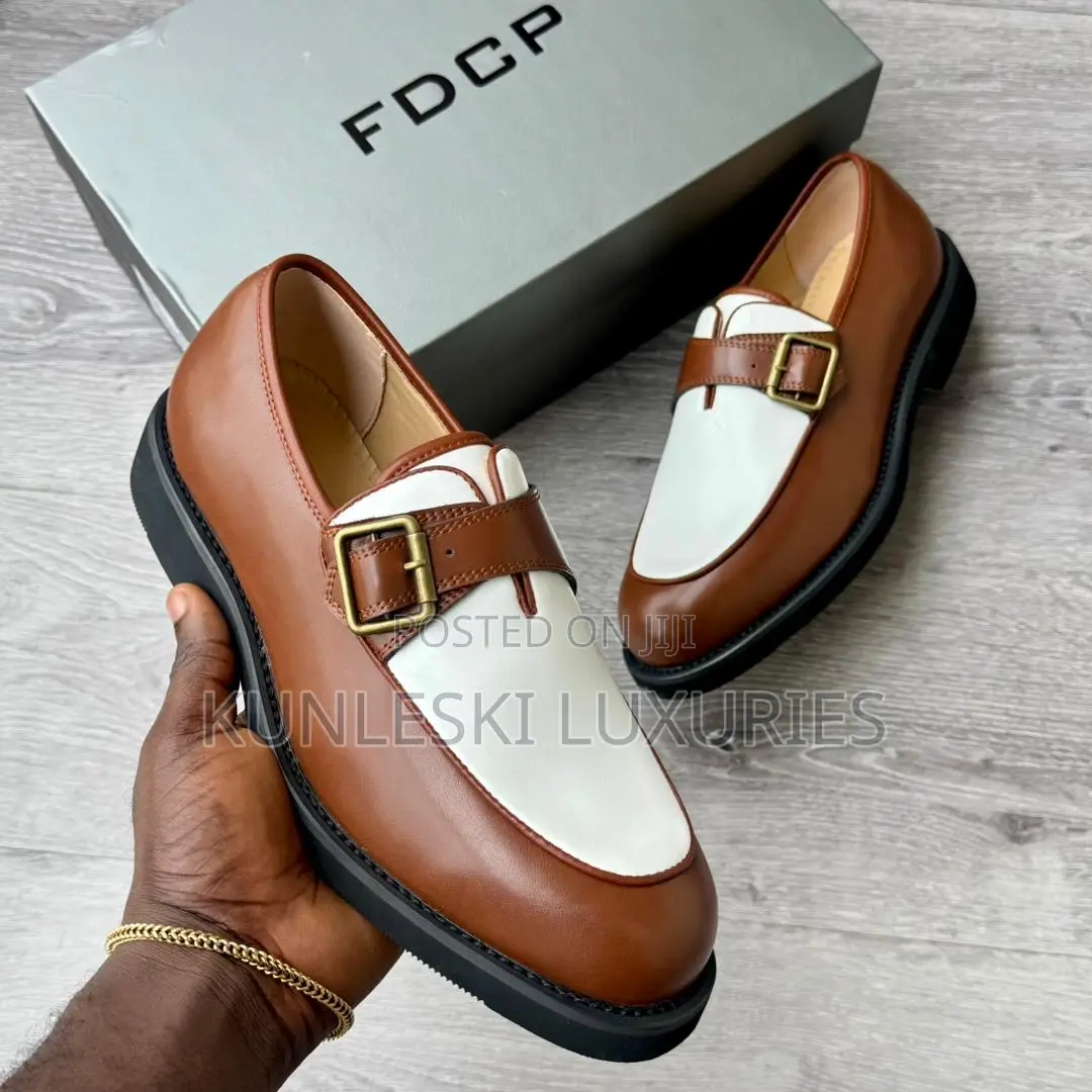 Original FDCP Two-Tone Buckle-Strap Leather Loafers Shoe