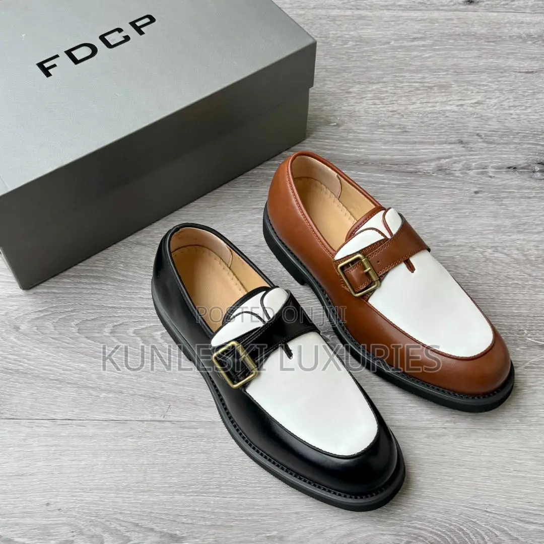 Original FDCP Two-Tone Buckle-Strap Leather Loafers Shoe