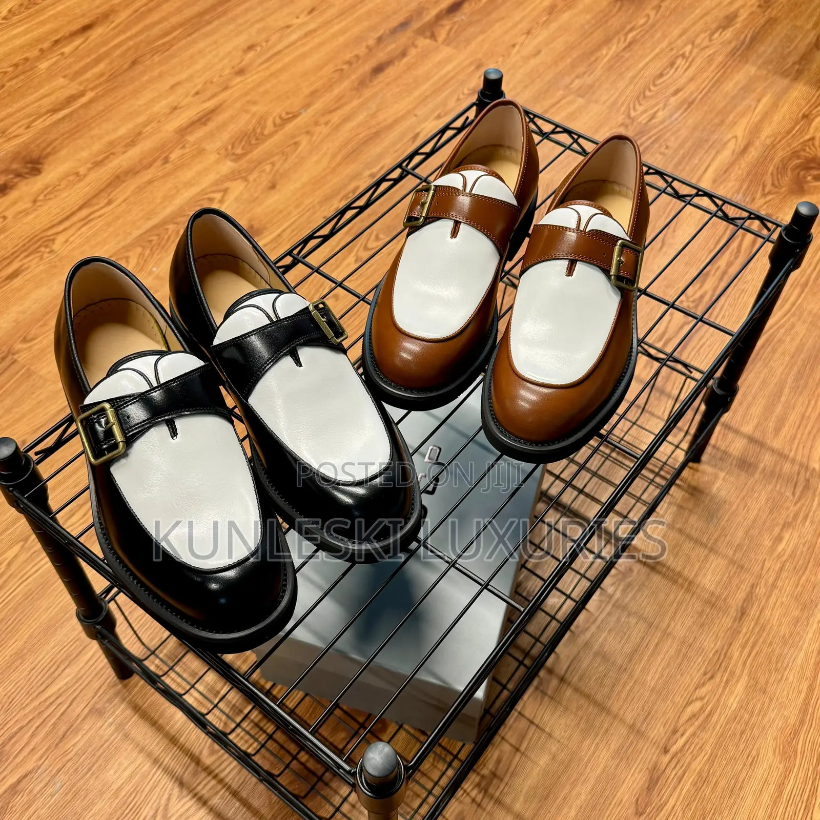 Original FDCP Two-Tone Buckle-Strap Leather Loafers Shoe