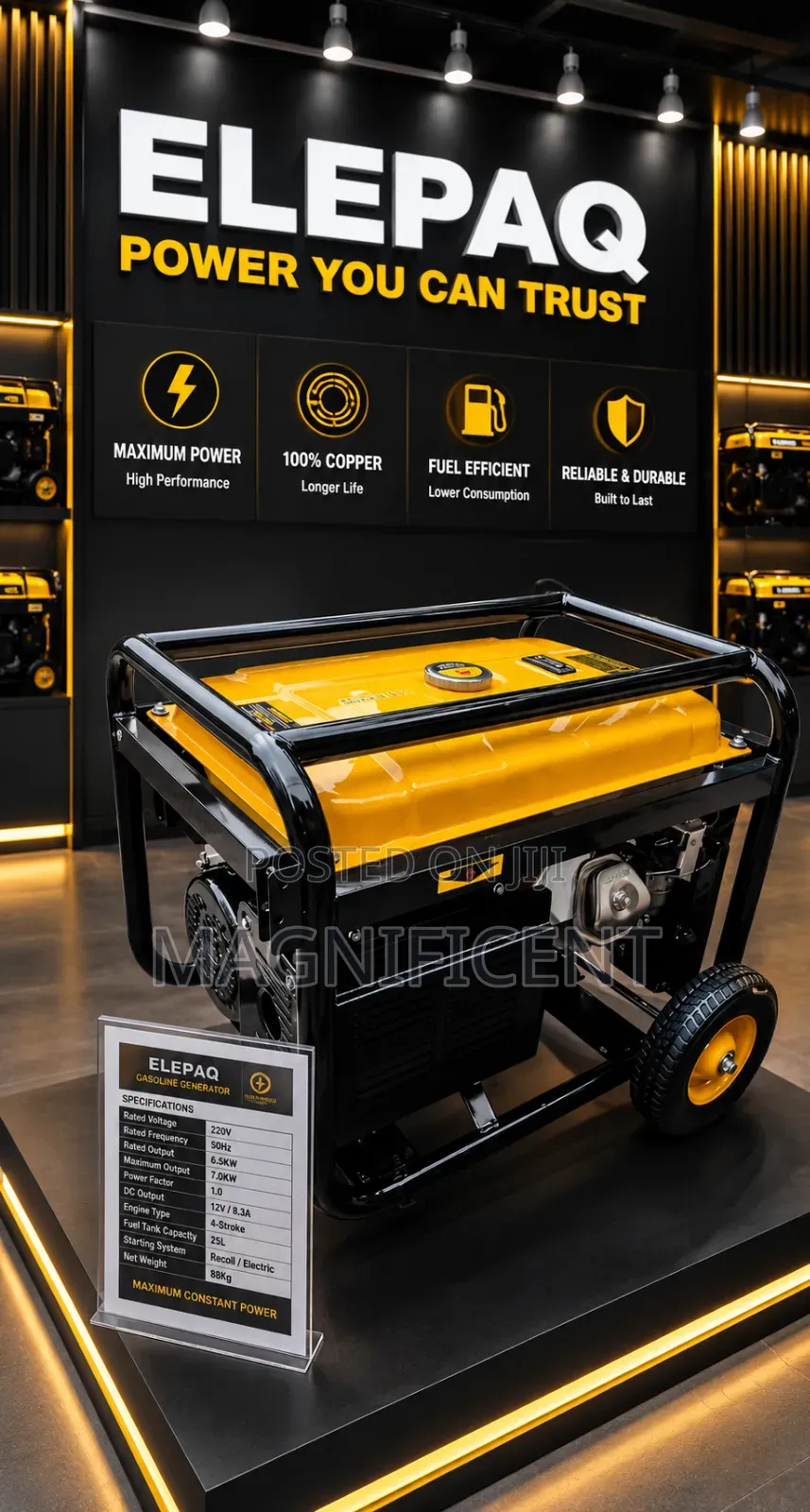 Elepaq Sv22000e High Performance Gasoline Generator 6.5kva Heavy Duty