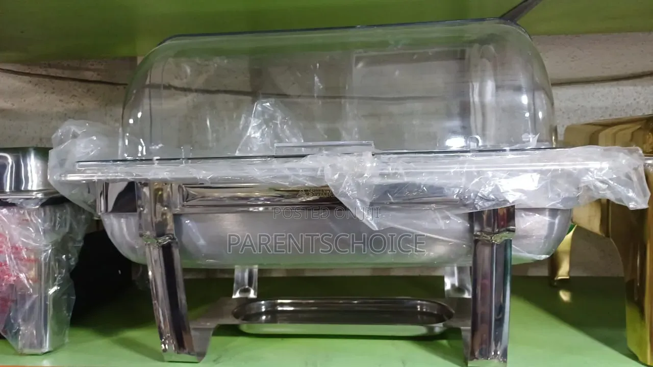 Stainless Steel Rectangular Chafing Dish With Glass Dome Lid