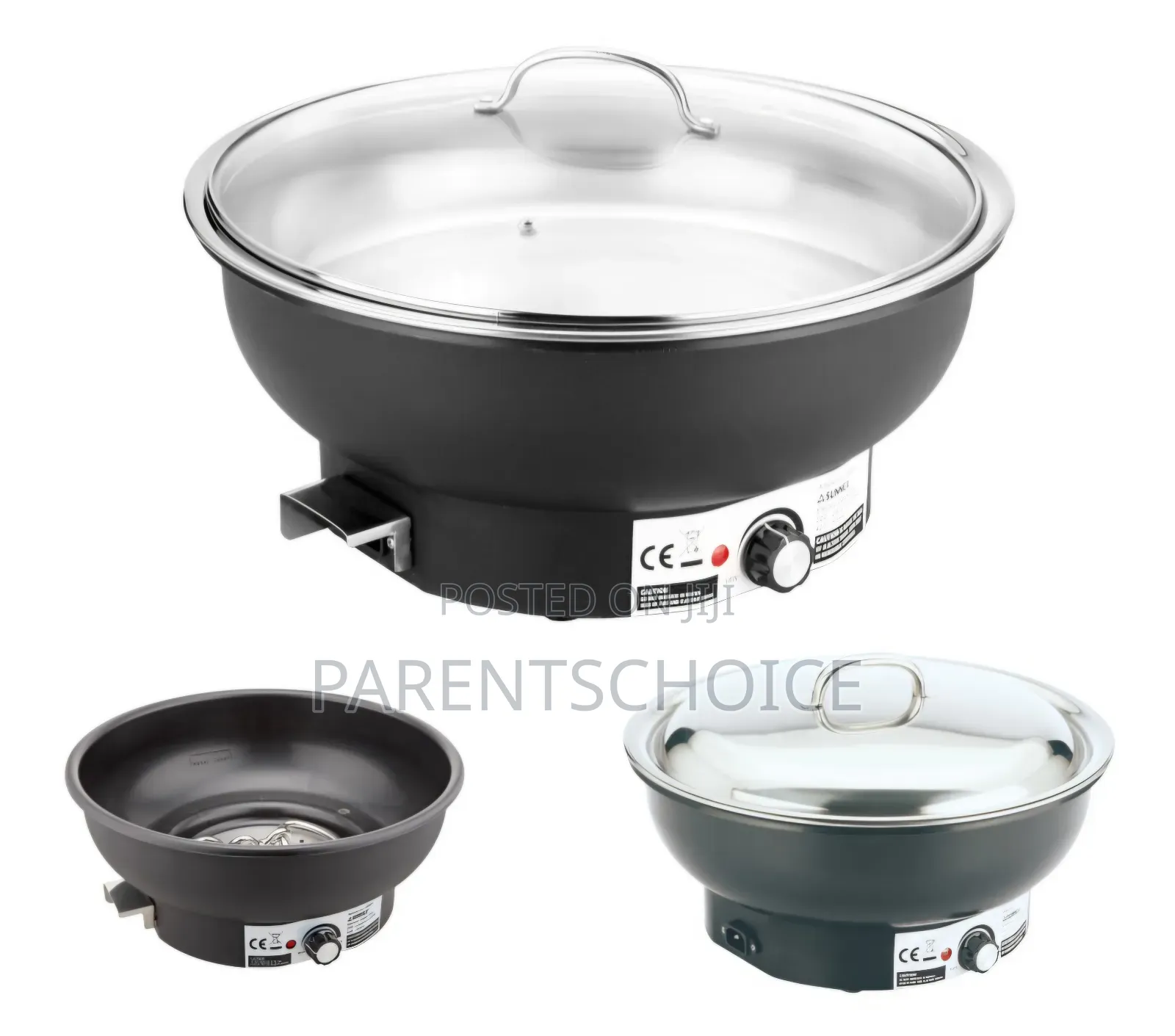 Sunnex Electric Black Chafing Dish With Glass Lid - 6litre