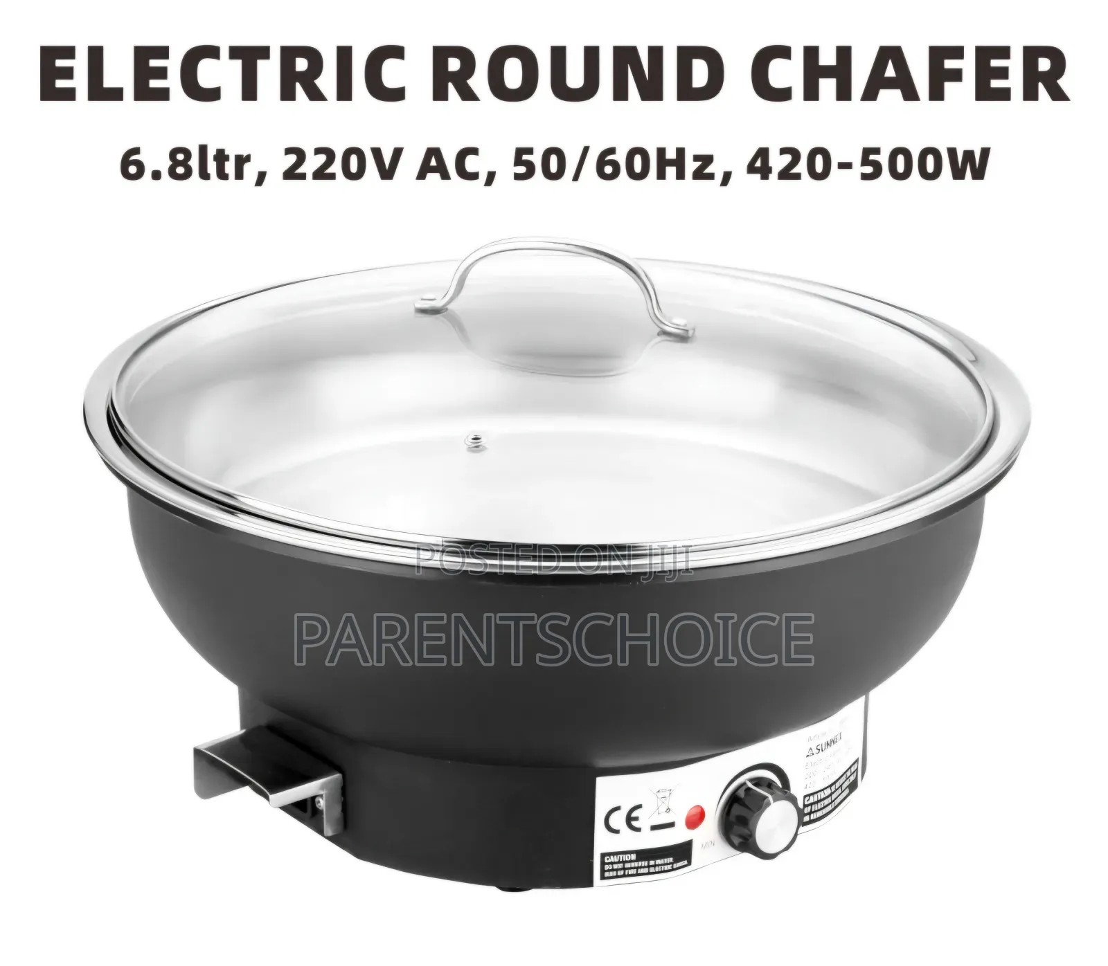 Sunnex Electric Black Chafing Dish With Glass Lid - 6litre