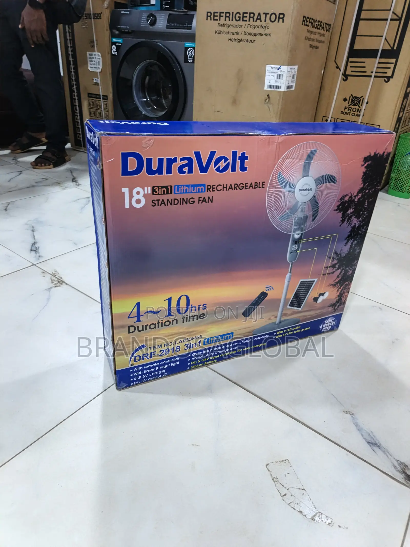 Duravolt 18 Inches 3in1 Lithium Rechargeable Fan [Drf2918]Reliable Fan