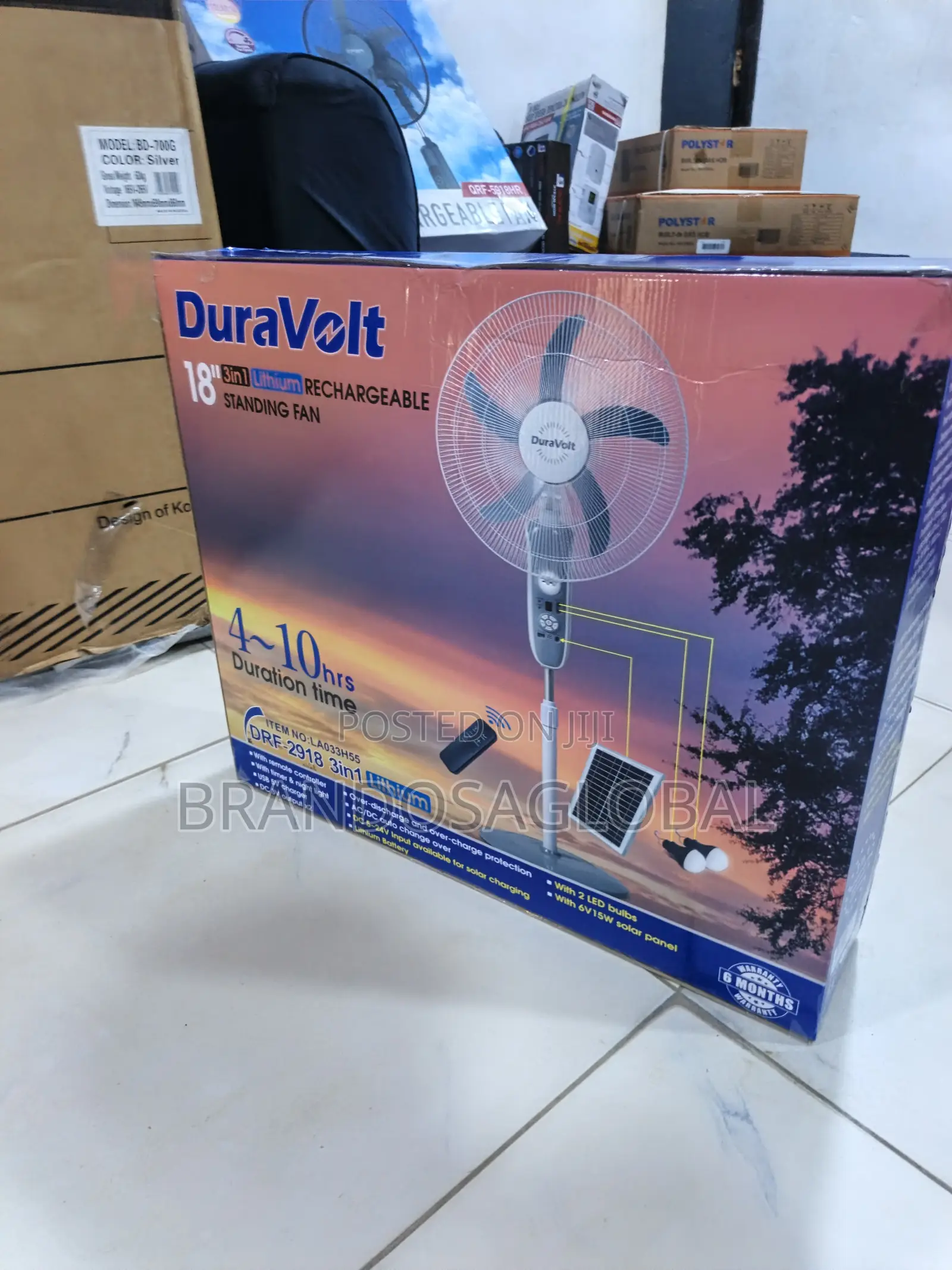 Duravolt 18 Inches 3in1 Lithium Rechargeable Fan[Drf2918]Highappliance