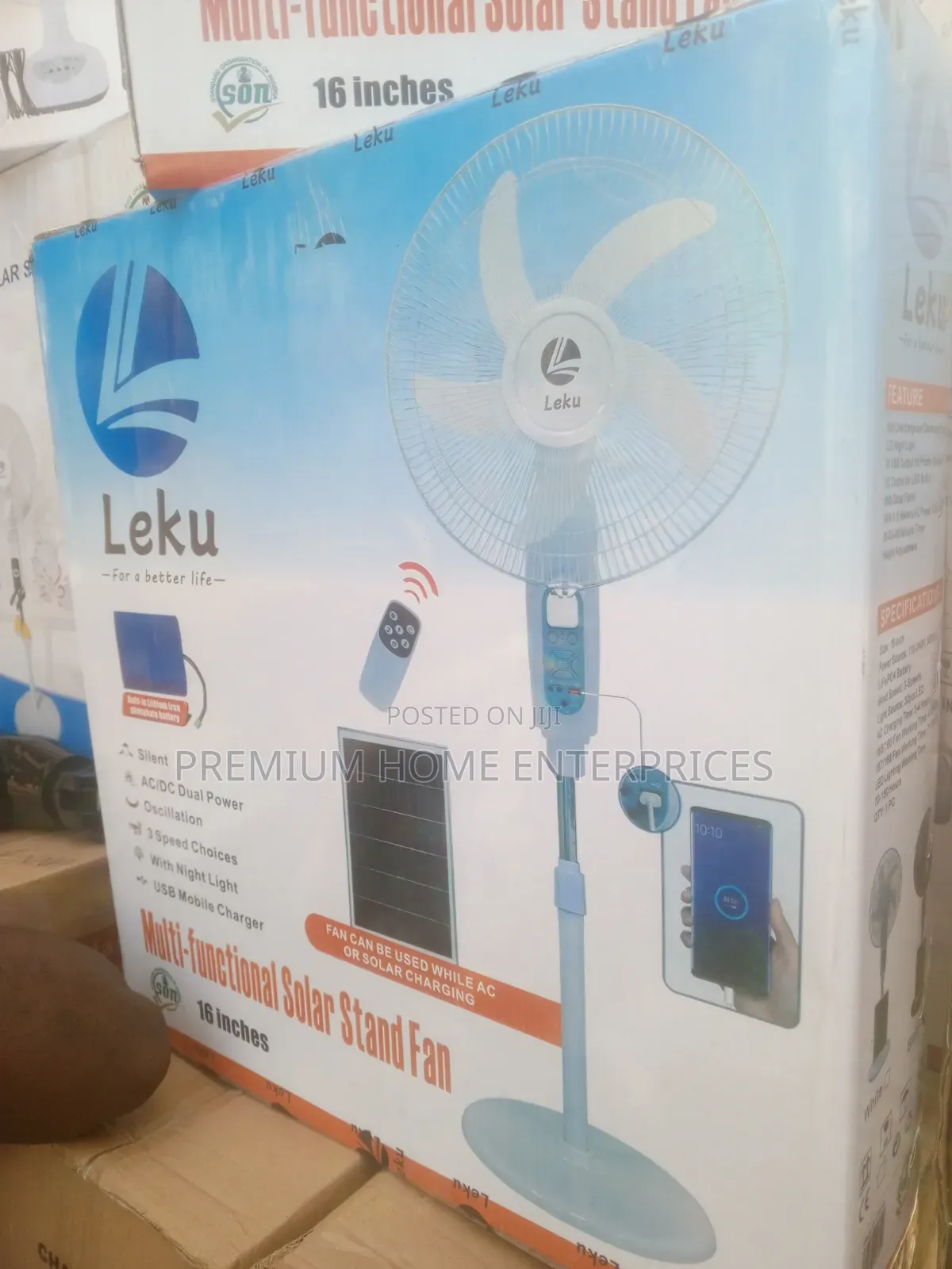 Leku Rechargeable Multifunctional Solar Fan 16 Inches