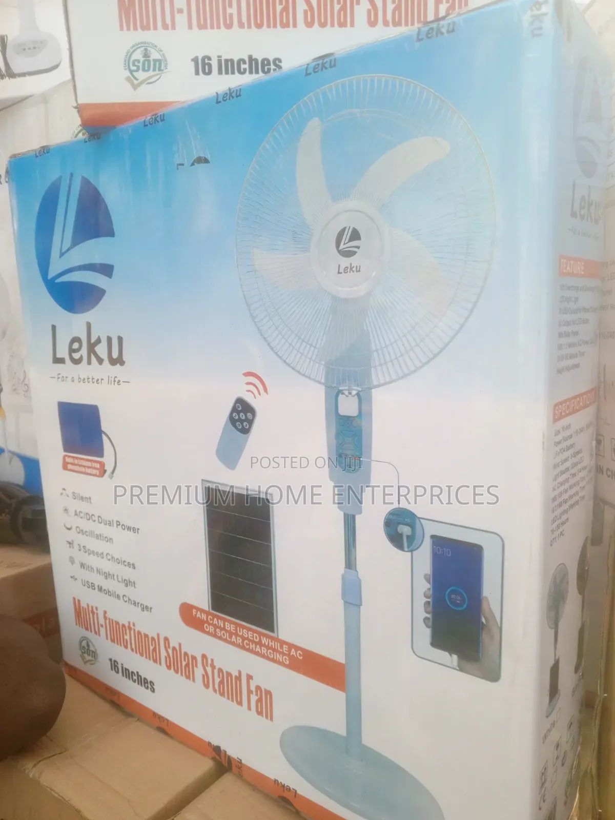 Leku Rechargeable Multifunctional Solar Fan 16 Inches