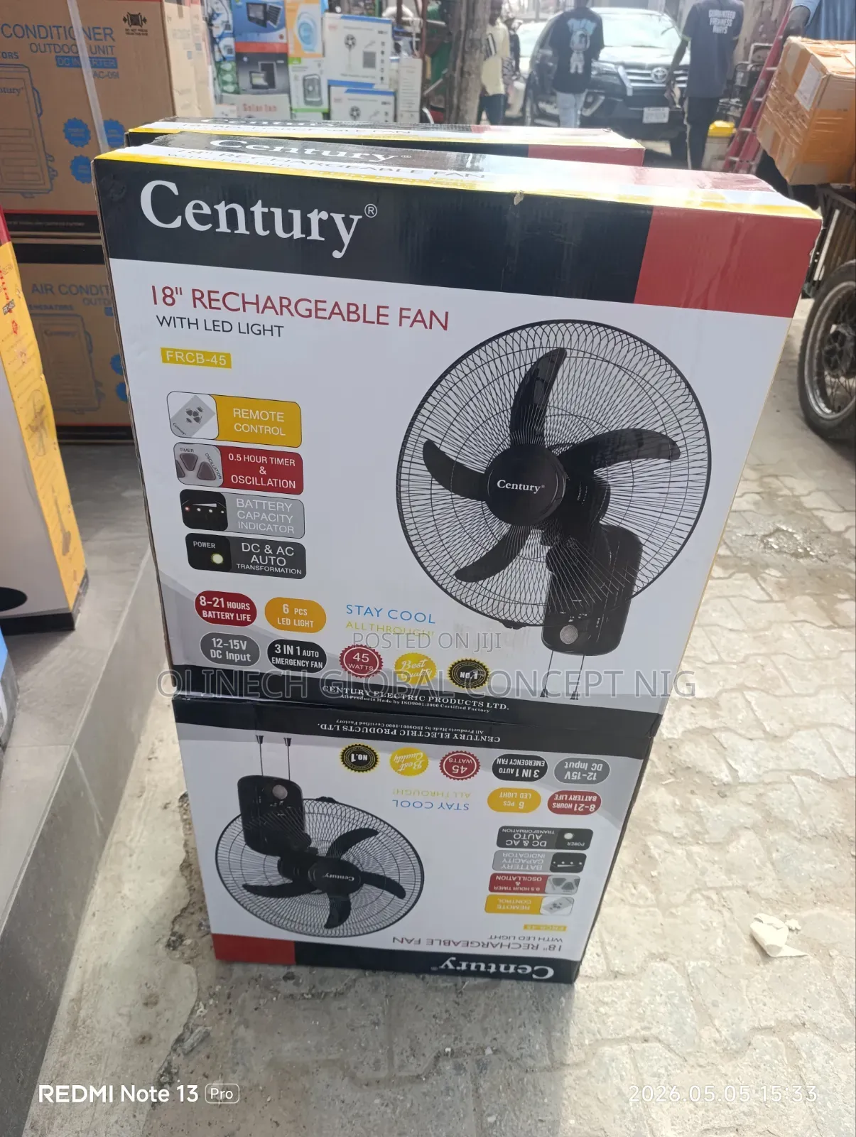 18 Inches Wall Mount Century Rechargeable Solar Fan