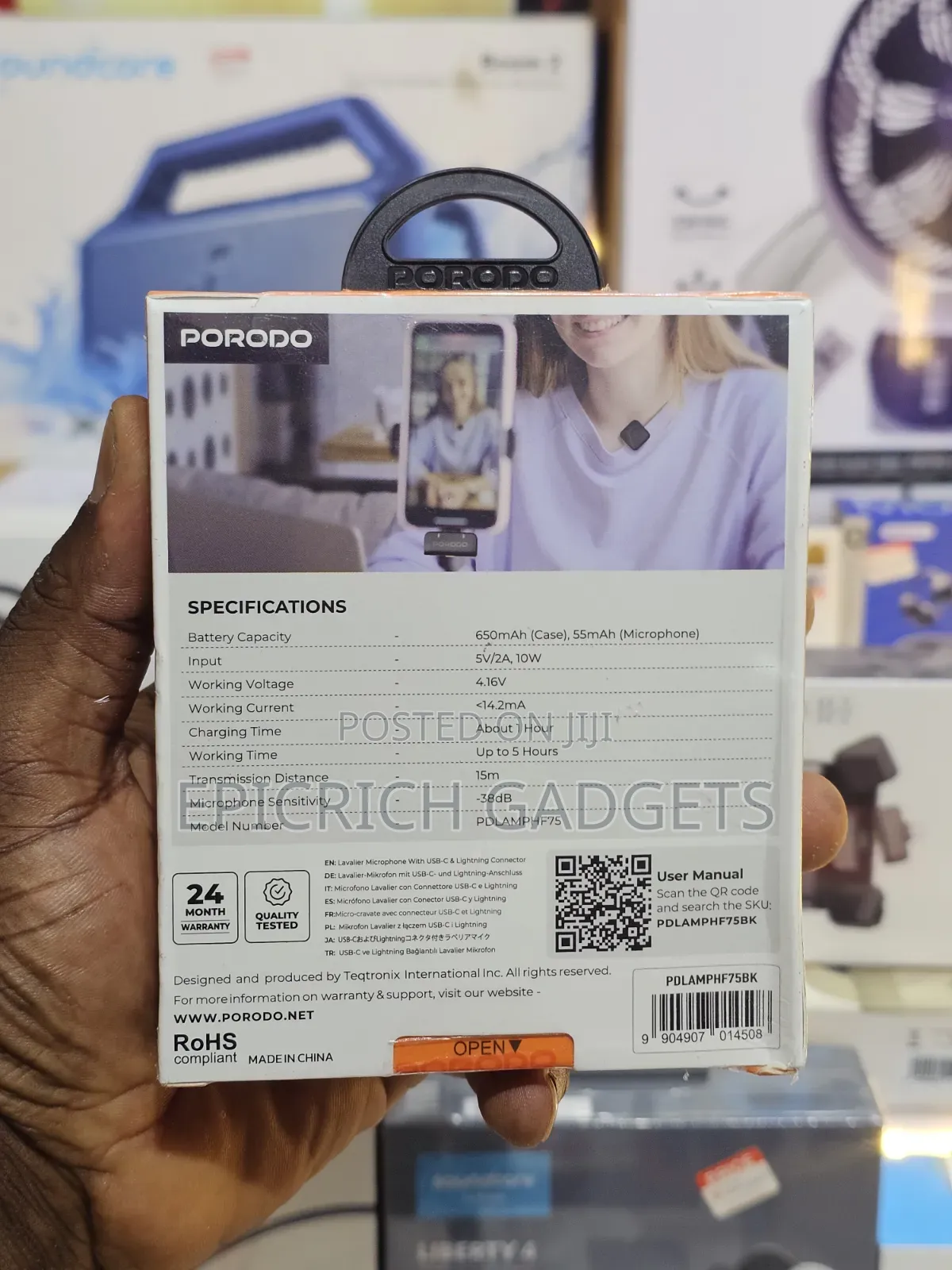 Porodo Orion Wireless Lavalier Mic | Type-C Lightning