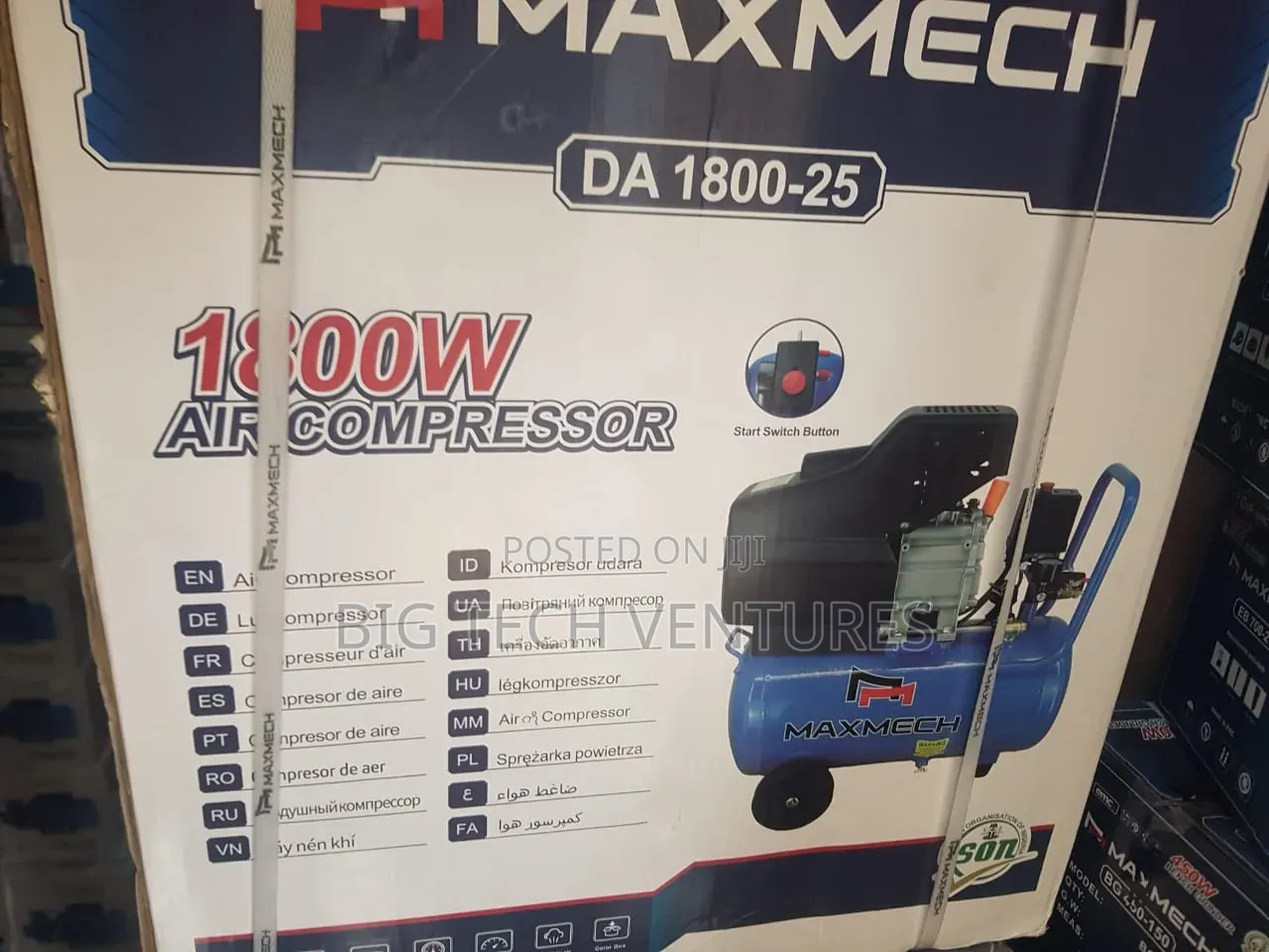 Maxmech 1800w Da 1800-25 Portable Air Compressor With A 25-liter Tank.