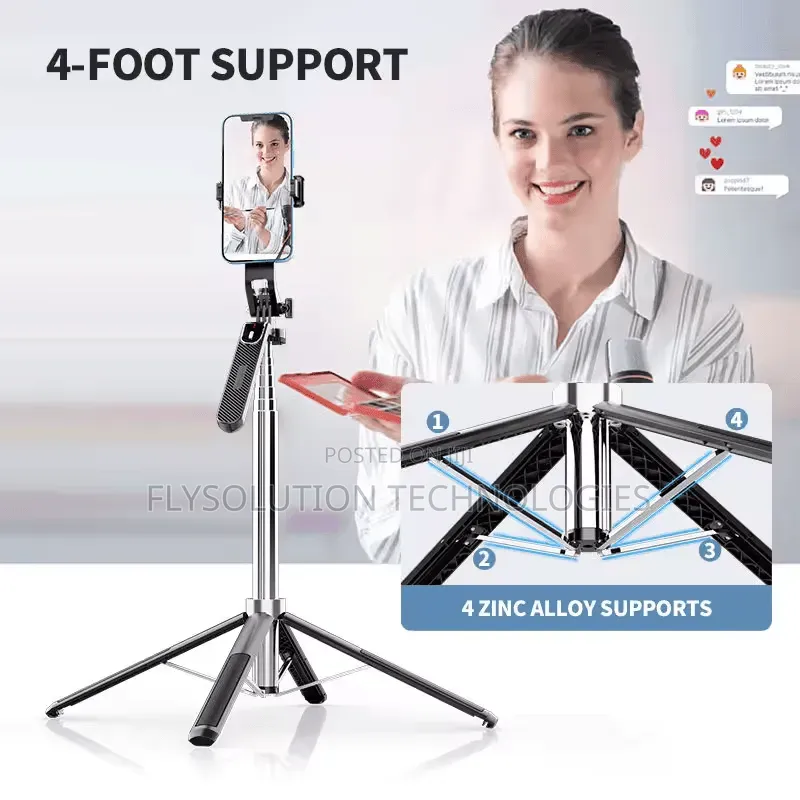 P180tk Phone Selfie Stick Bluetooth Remote Extendable Tripod Stand